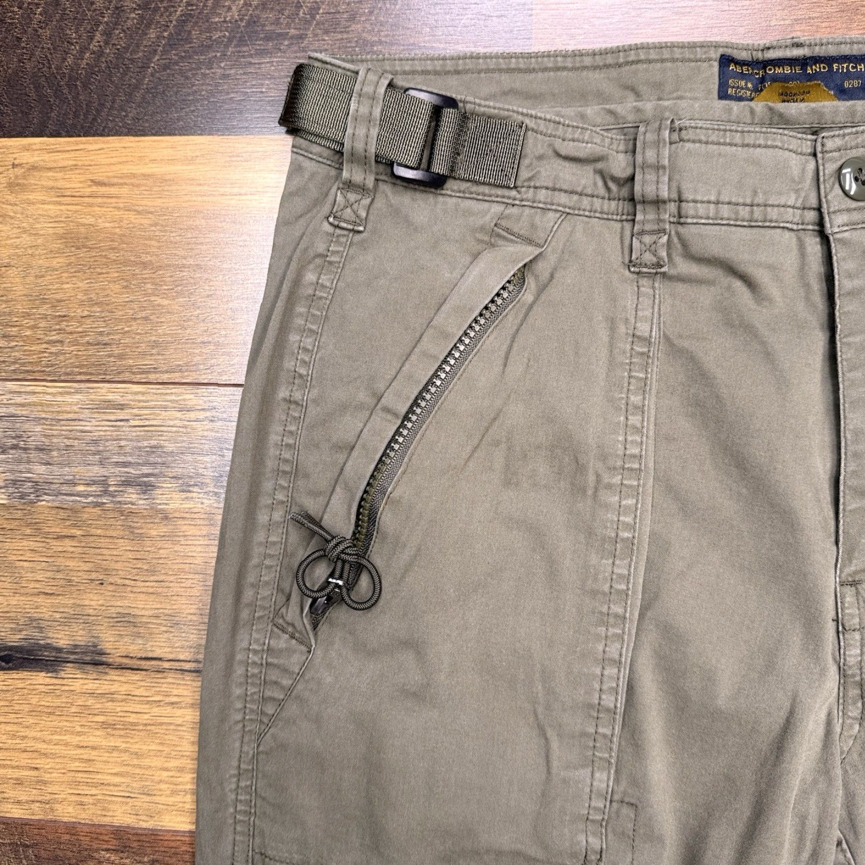 Abercrombie & Fitch Slim Straight Pants Mens 30x30 Green Mid Rise Zip Pockets