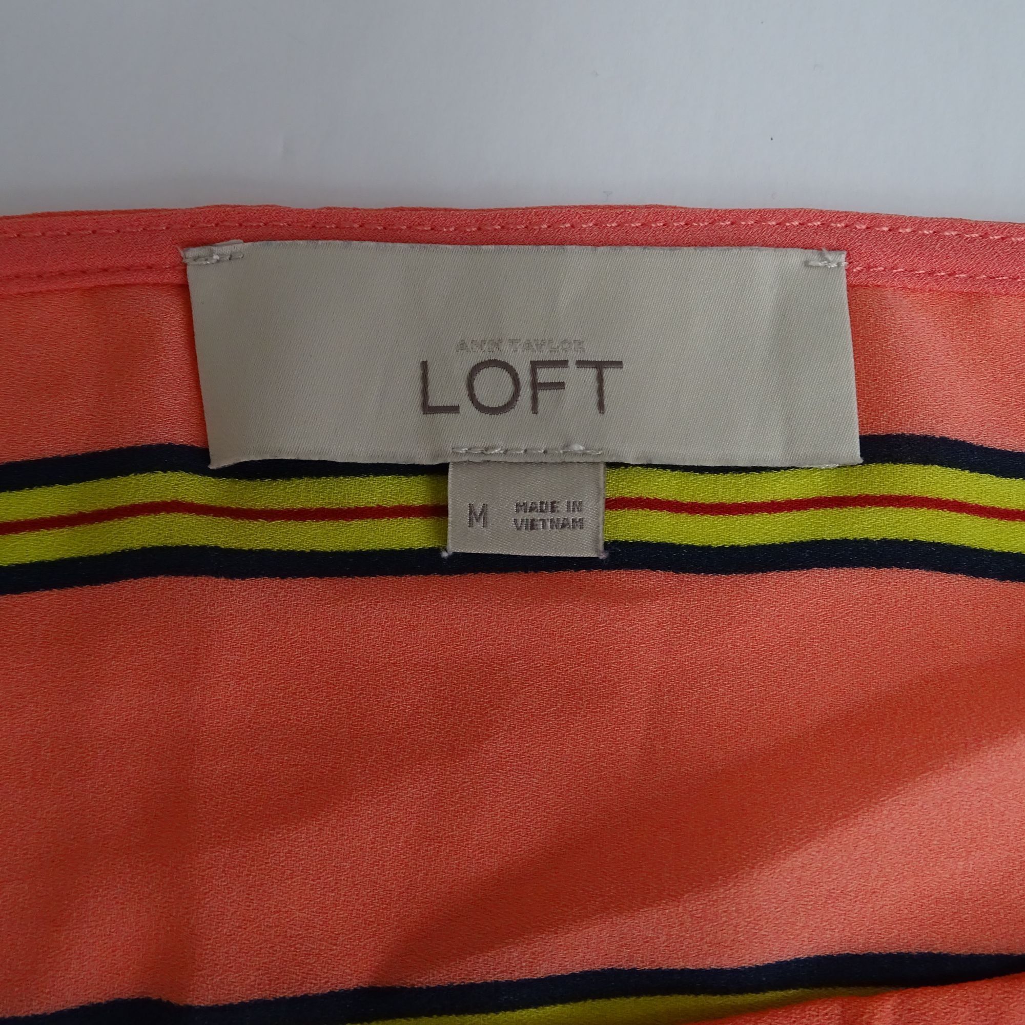 Loft Ann Taylor Loft Pink Yellow Striped Short Sleeve Top Size M Size M / US 6-8 / IT 42-44 - 4 Thumbnail