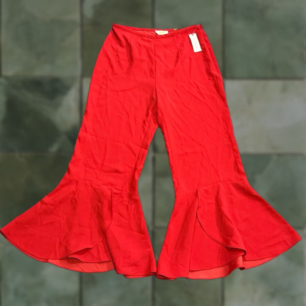 Anthropologie Maeve Anthropologie Pants Women’s 8 Red Crop Wide Leg NWT Womens Size 30" / US 8 / IT 44 - 1 Thumbnail