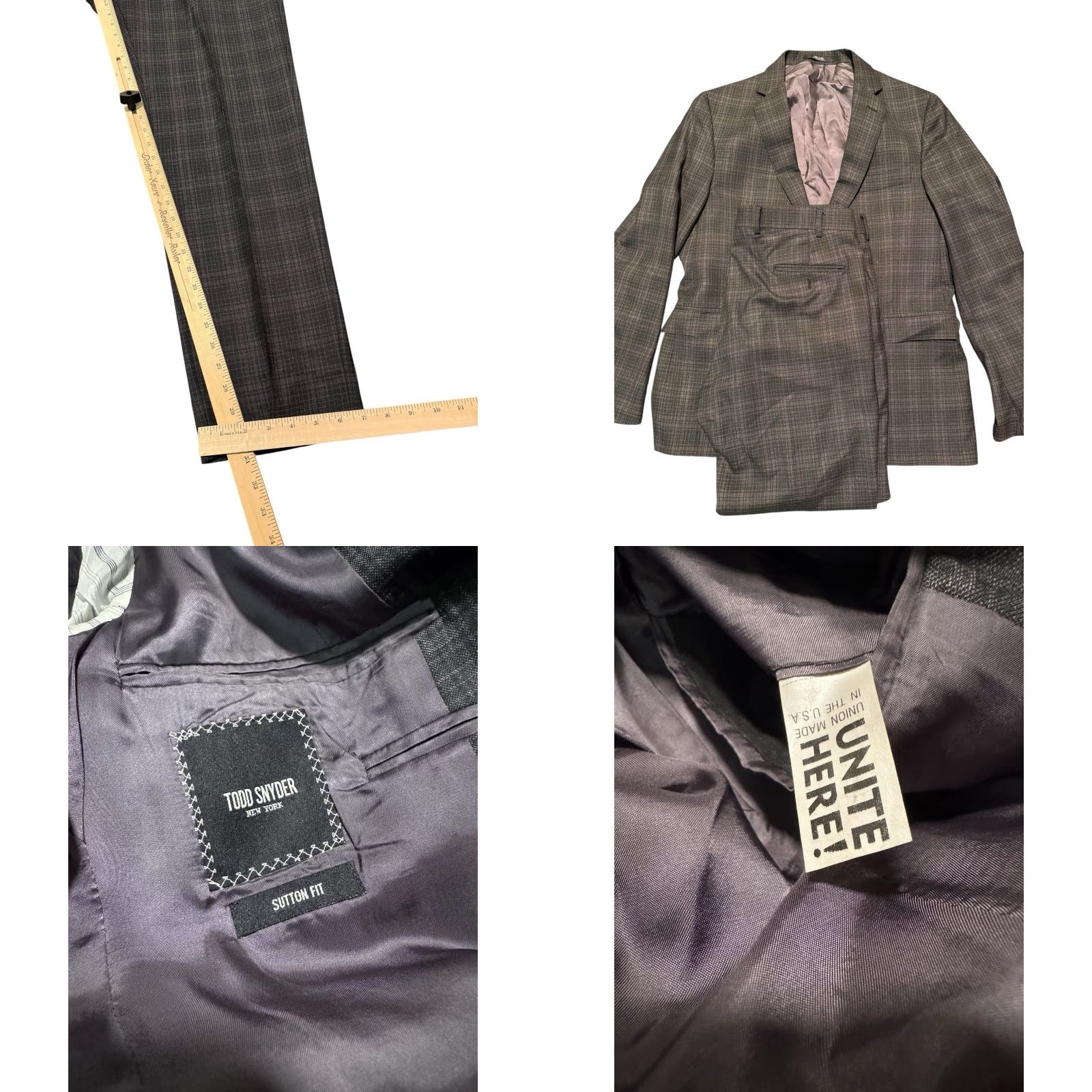 Todd Snyder Todd Snyder Sutton Suit 46L 37 Custom Grey Plaid 100% Super 130s Wool Made USA Size 46R - 10 Thumbnail