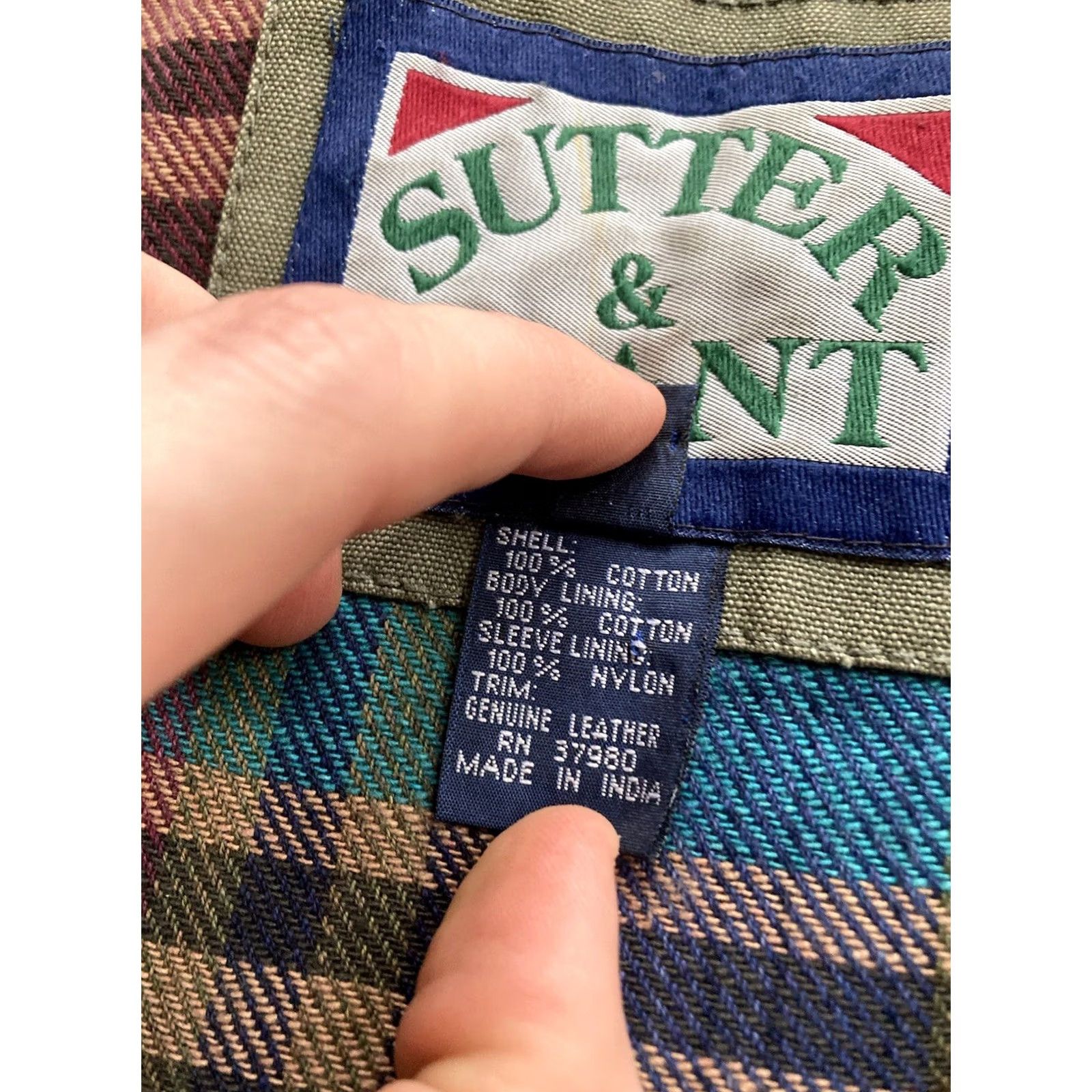 Vintage VTG Sutter & Grant Barn Coat Mens XL Heavy Canvas Leather Trim Plaid Lined Chore Jacket Regular Size Green 90s Outdoor Hunting USA Jacket Size US M / EU 48-50 / 2 - 7 Thumbnail