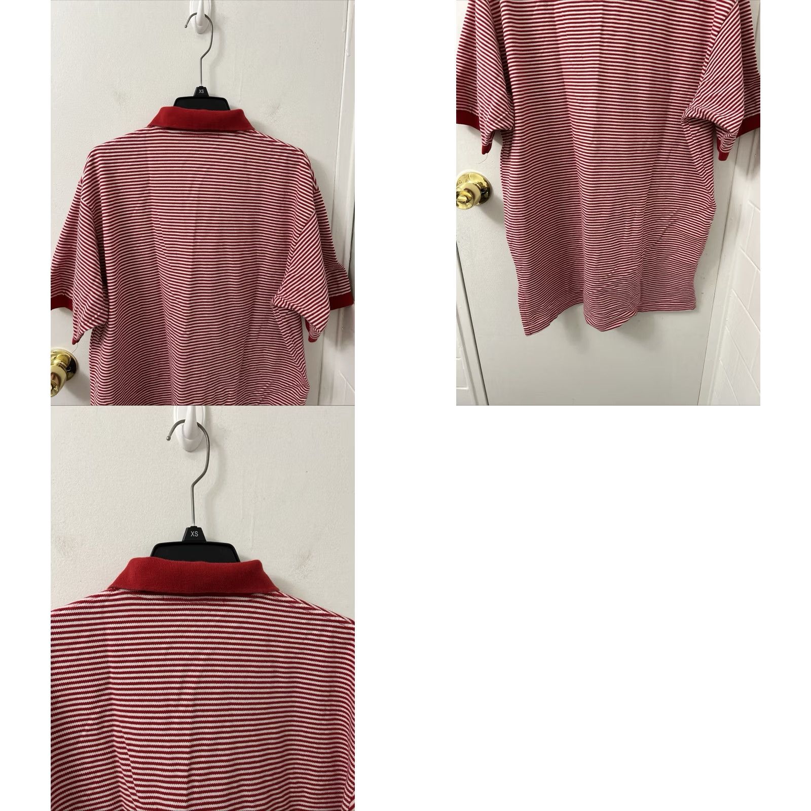 Polo Ralph Lauren VINTAGE Polo Sport Ralph Lauren Shirt Mens L Red White Striped Cotton Pique S/S Size US L / EU 52-54 / 3 - 8 Thumbnail