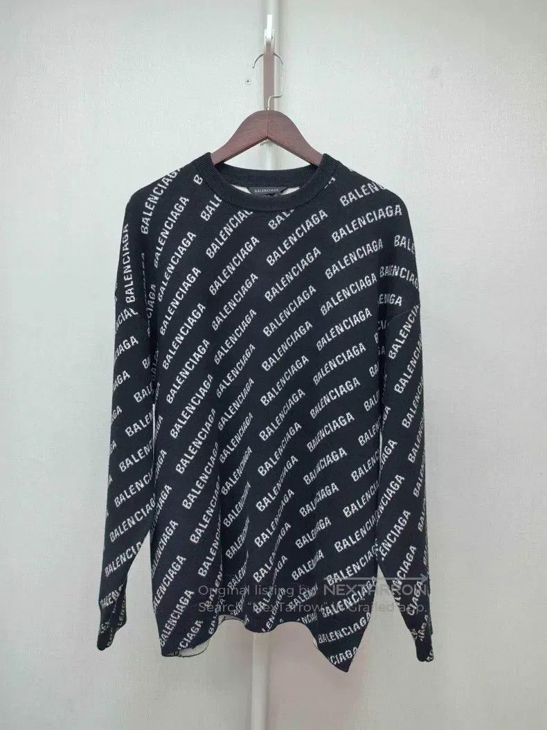 Balenciaga Balenciaga Black Camo Printed Old Logo Knit Sweater Size US M / EU 48-50 / 2 - 1 Thumbnail
