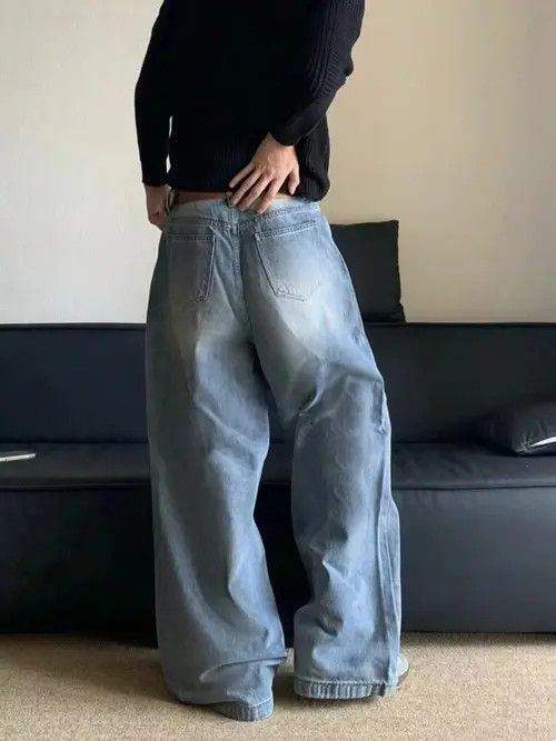 Jean VIntage RETRO 90s Wide denim jeans Size US 34 / EU 50 - 2 Thumbnail