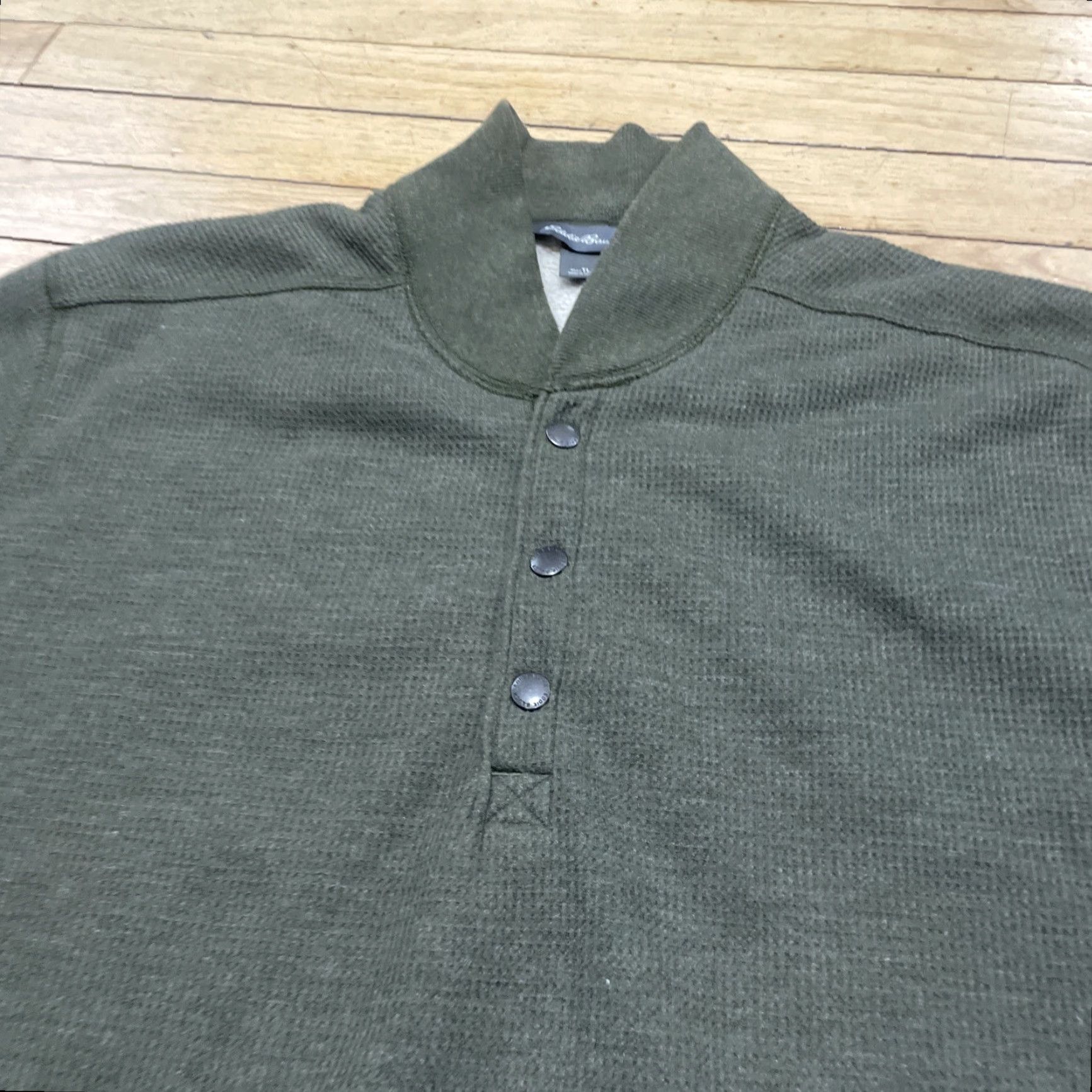 Eddie Bauer Eddie Bauer Fleece Waffle Knit Thermal Shirt Men LT Green Pique Olive Earthy Capsule Large Tall LT Green Thermal Waffle Knit Shirt Mens Size US L / EU 52-54 / 3 - 4 Thumbnail