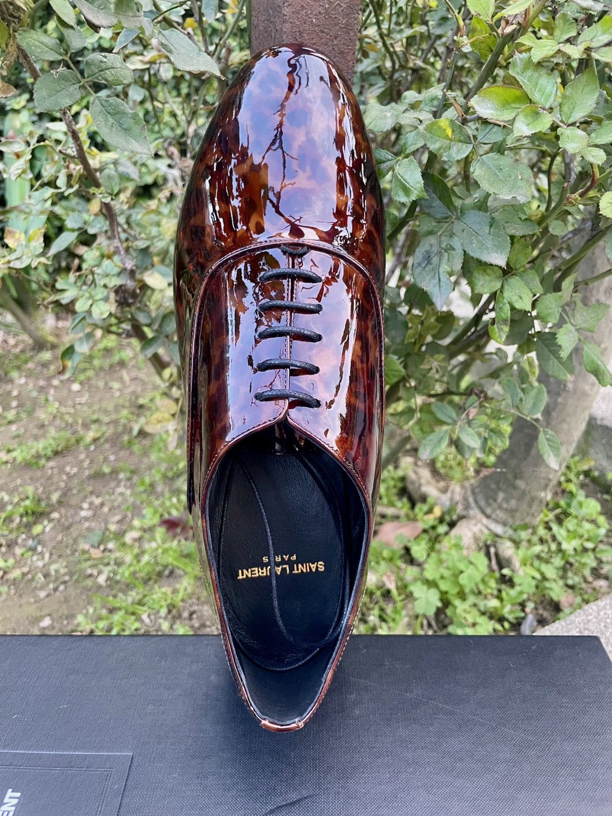 Saint Laurent Paris SLP Runway Patent Leather Lace Up Oxford Shoes Tortoise Size US 8 / EU 41 - 10 Thumbnail