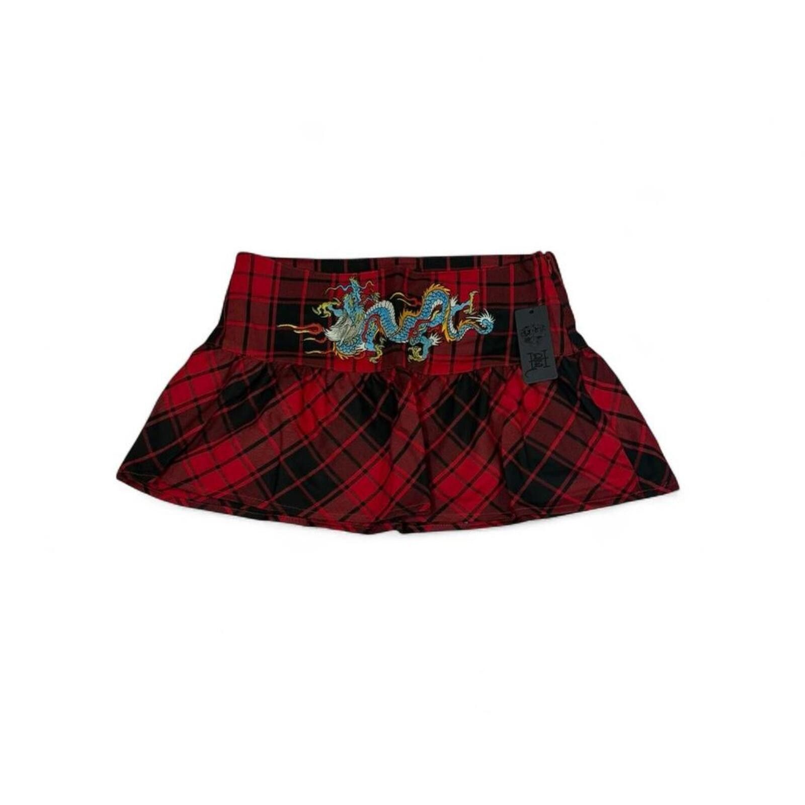 Ed Hardy Ed Hardy red plaid shorts with dragon design Size 31" - 1 Thumbnail