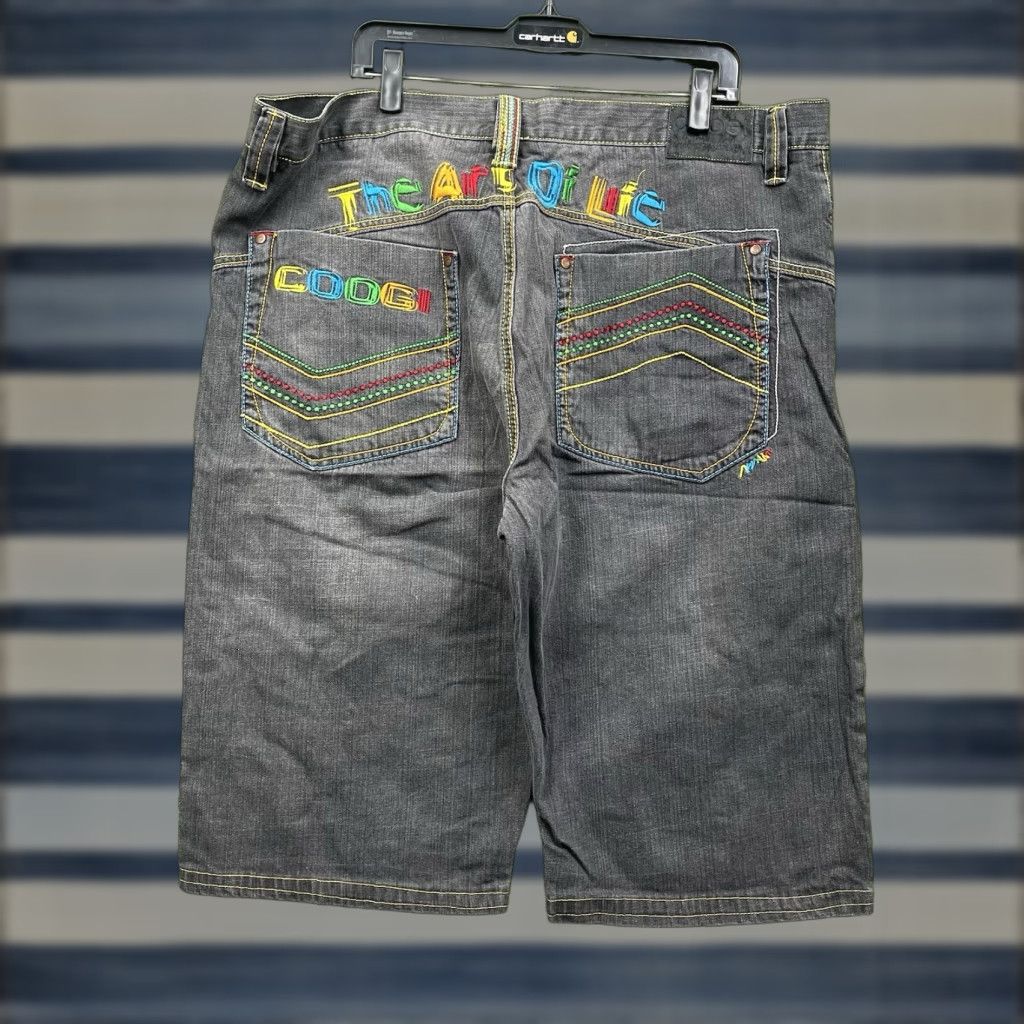VINTAGE COOGI Jeans Shorts Mens 44 Bermuda Denim 5-Pocket Relaxed Dark Black Color 90s Hip Hop 2000s Grunge Baggy The Art of Life Jazz 90s