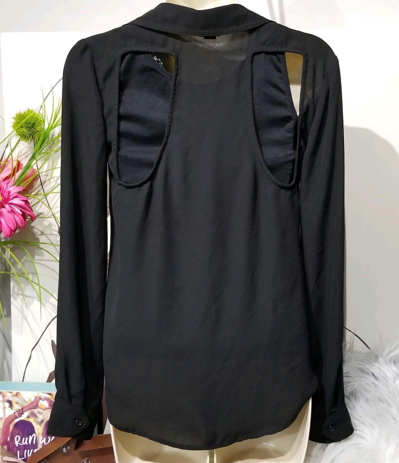 Designer L'AMOUR Top Womens SMALL Nanette Lepore Cold Shoulder Black Size S / US 4 / IT 40 - 2 Thumbnail