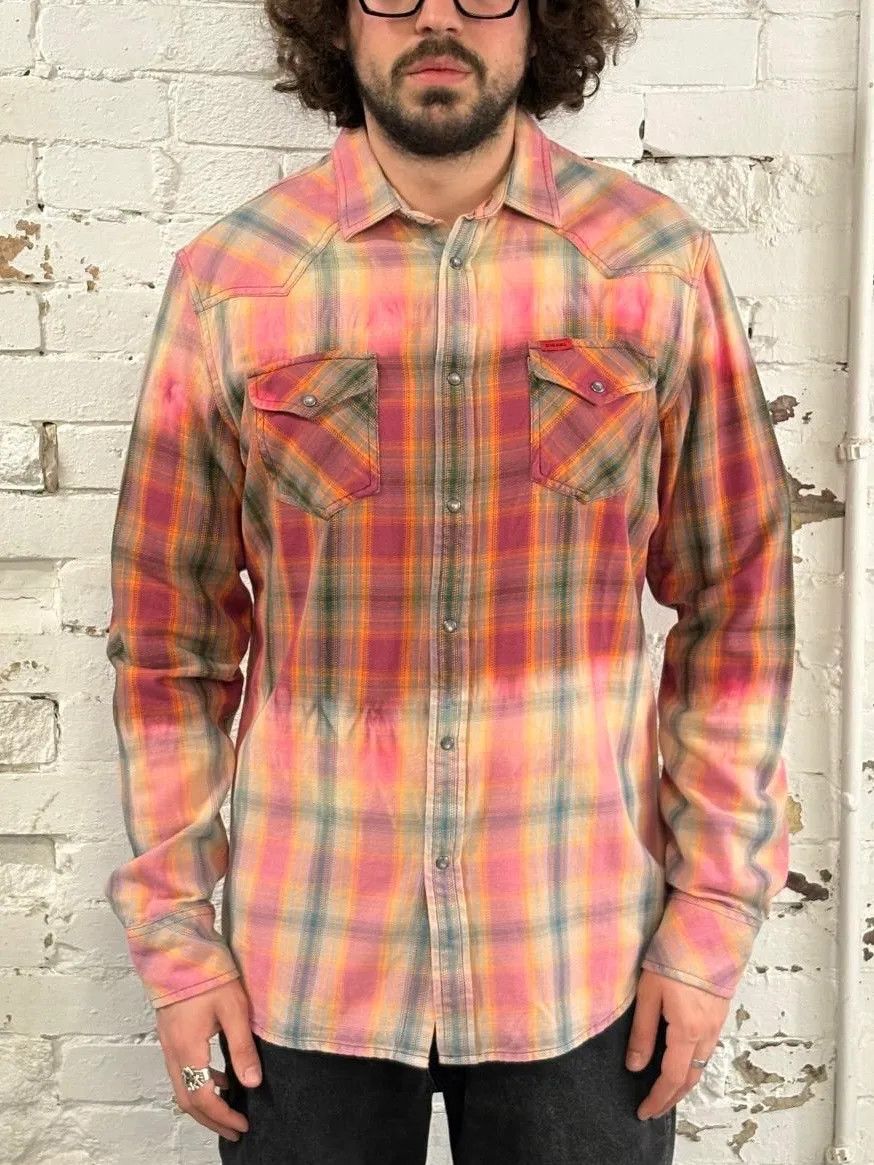 Diesel Diesel Summer Bleached Effect Western Checked Pink Shirt Size US M / EU 48-50 / 2 - 2 Thumbnail