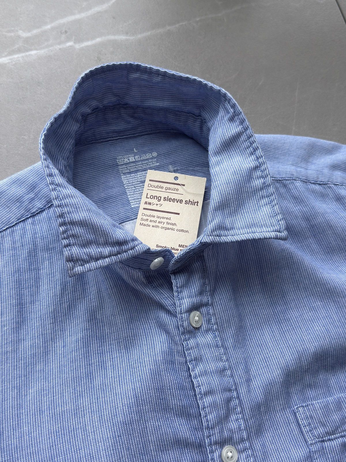 Muji MUJI Mens Double Gauze Long Sleeve Organic Cotton Shirt Size US L / EU 52-54 / 3 - 4 Thumbnail