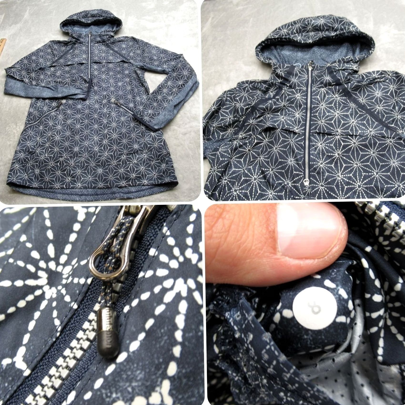 Lululemon Lululemon Jacket Women Blue Geometric Reflective Light Stow Hood 8 Mid-Length Full Zip Pockets Lightweight Rain Coat Activewear Womens Size M / US 6-8 / IT 42-44 - 2 Thumbnail