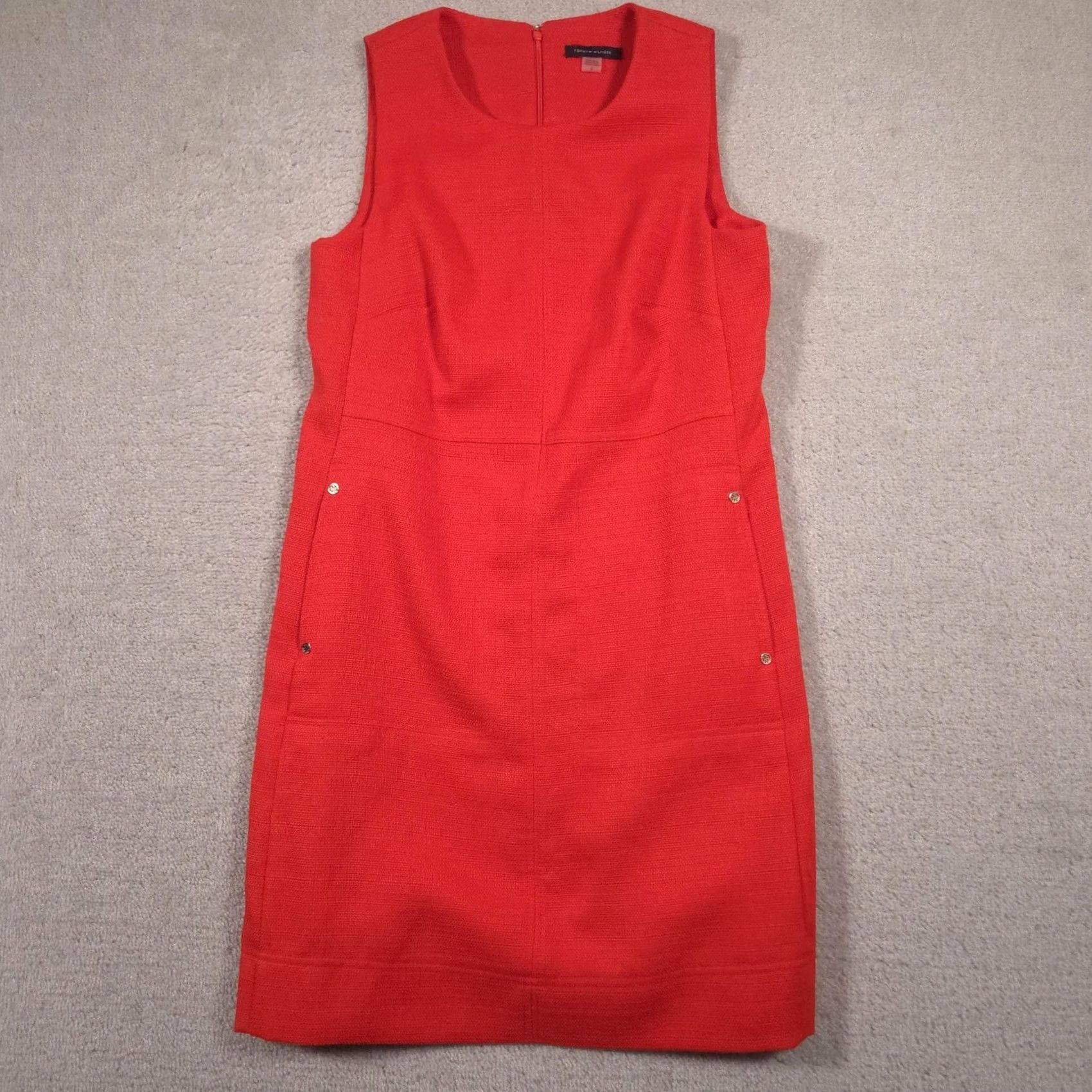 Tommy Hilfiger Tommy Hilfiger Dress Womens 6 Red Sleeveless Textured Sheath Career Workwear Dress Shirt True Vintage No VI Size M / US 6-8 / IT 42-44 - 2 Thumbnail