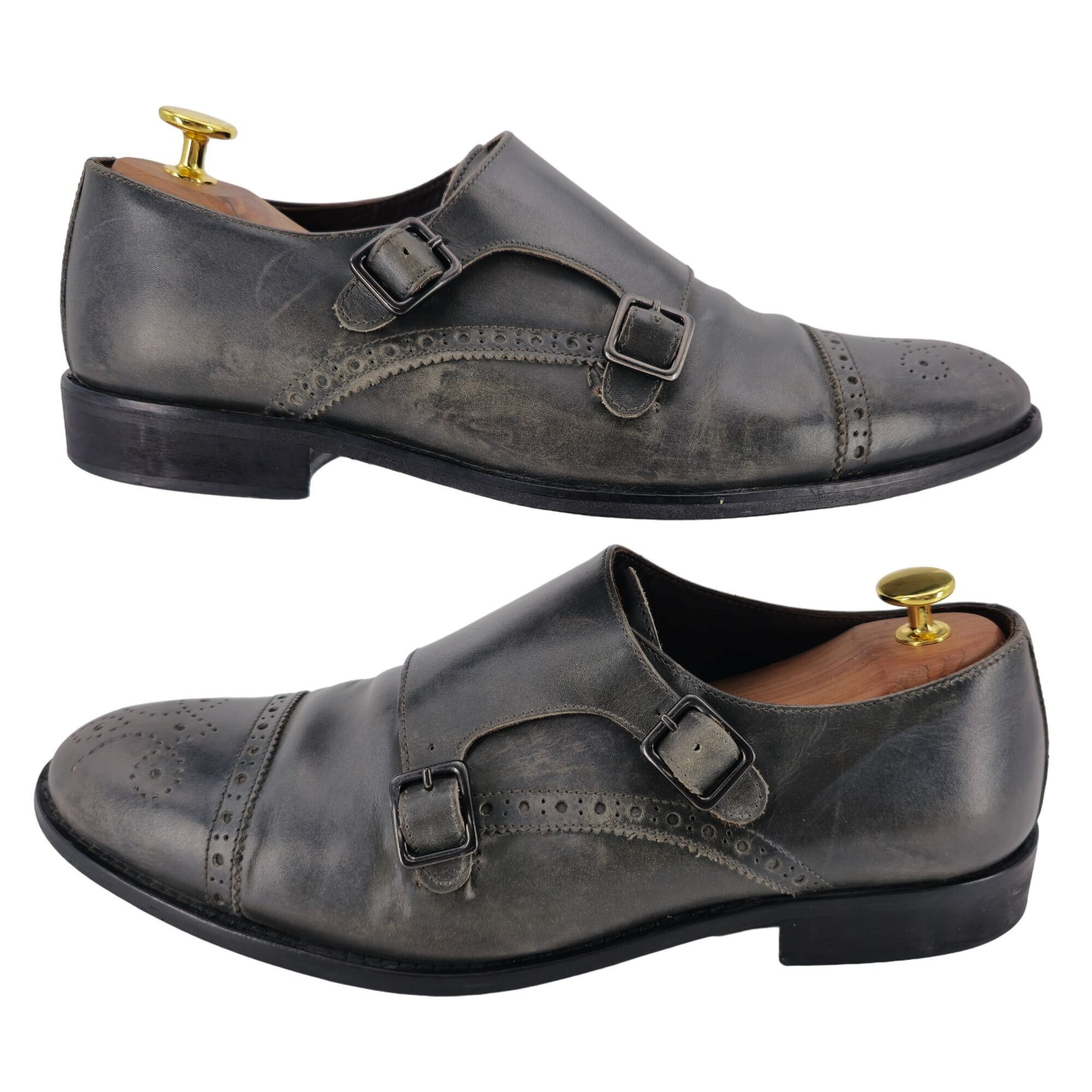 Bruno Magli Bruno Magli Italy Gray Leather Double Monk Strap Loafers 11M Size US 11 / EU 44 - 5 Thumbnail