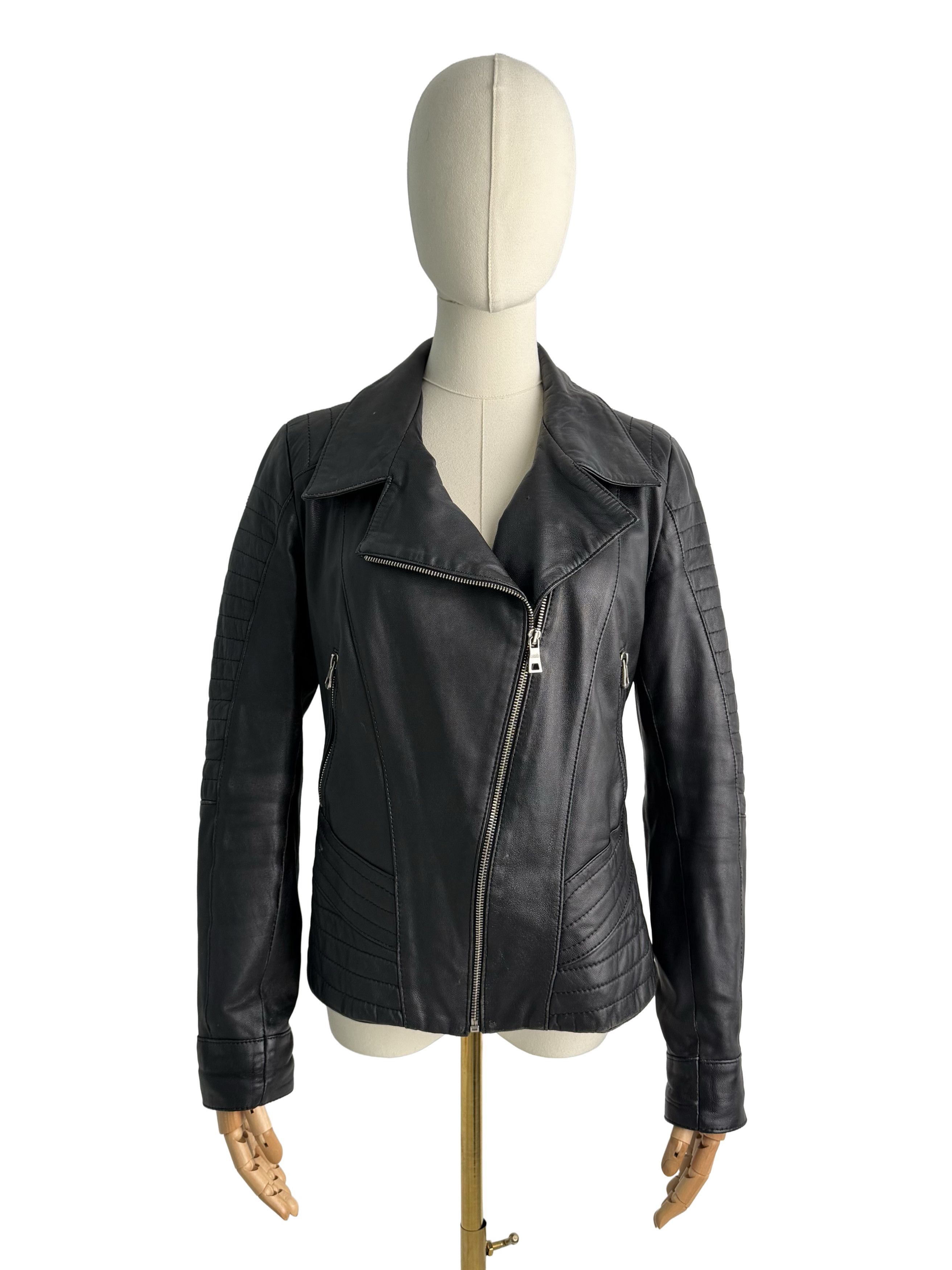 Vintage Vintage Leather Biker Jacket Moto Zip Quilted Slim Fit Coat Size S / US 4 / IT 40 - 2 Thumbnail