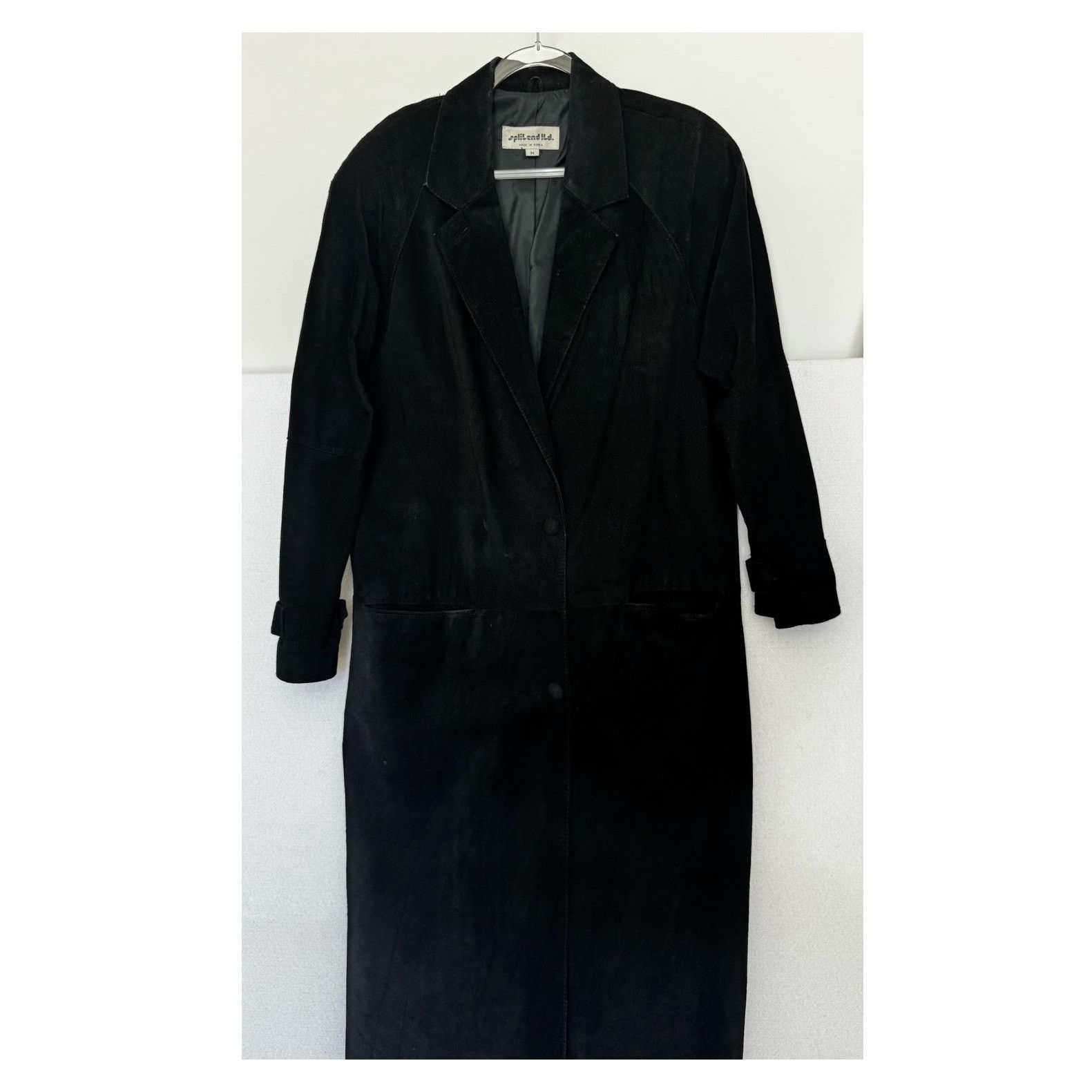 Vintage 90s Split End Ltd Black Suede Leather Long Coat Minimalist M Size M / US 6-8 / IT 42-44 - 15 Thumbnail