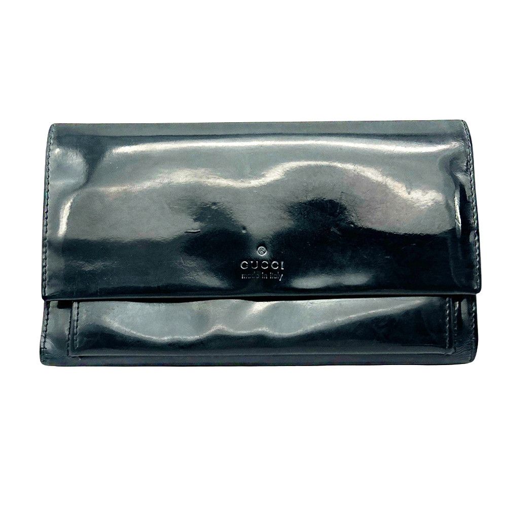 Gucci Gucci Patent Leather Long Wallet Black Unisex Size ONE SIZE - 2 Thumbnail