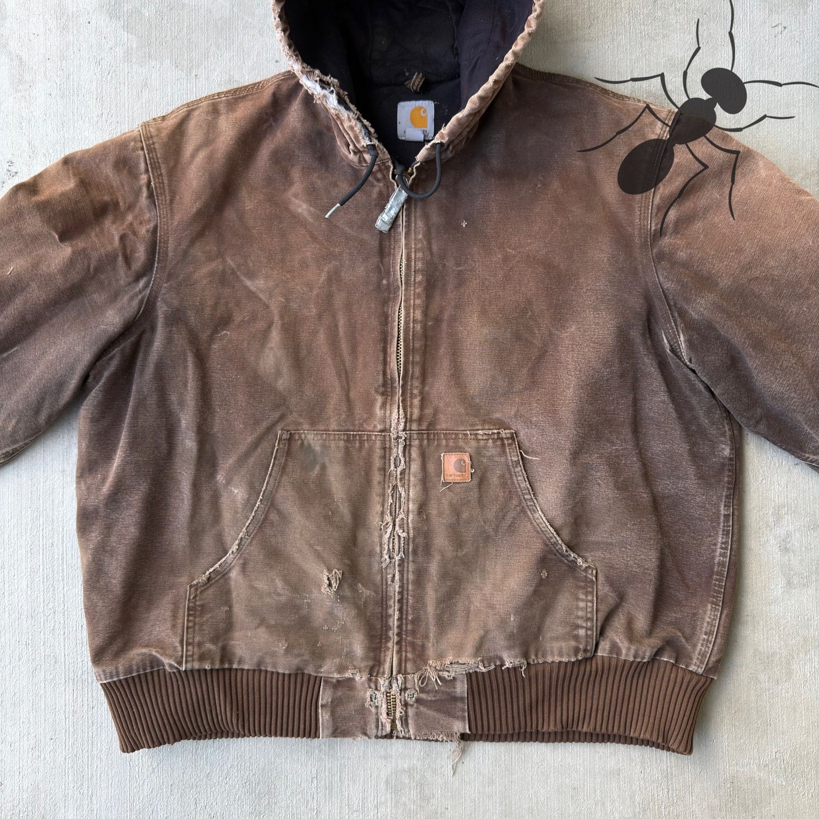 Carhartt × Vintage Vintage Y2K Carhartt J130 DKB brown hooded work wear jacket Size US XL / EU 56 / 4 - 3 Thumbnail
