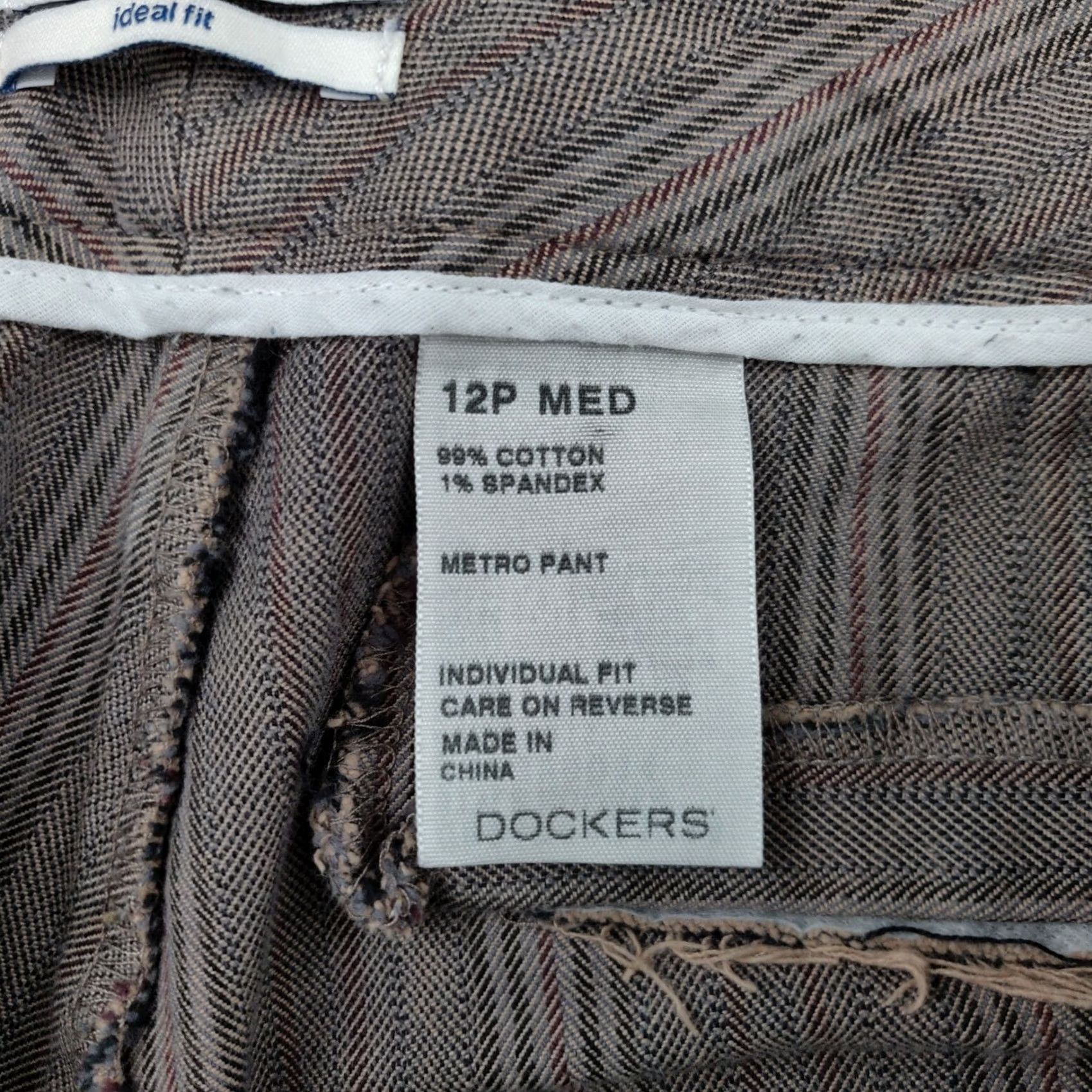 Dockers DOCKERS Womens 12P Petite Metro Mid Rise Straight Striped Cropped Dress Pants Brown Size 34" / US 12 / IT 48 - 4 Thumbnail