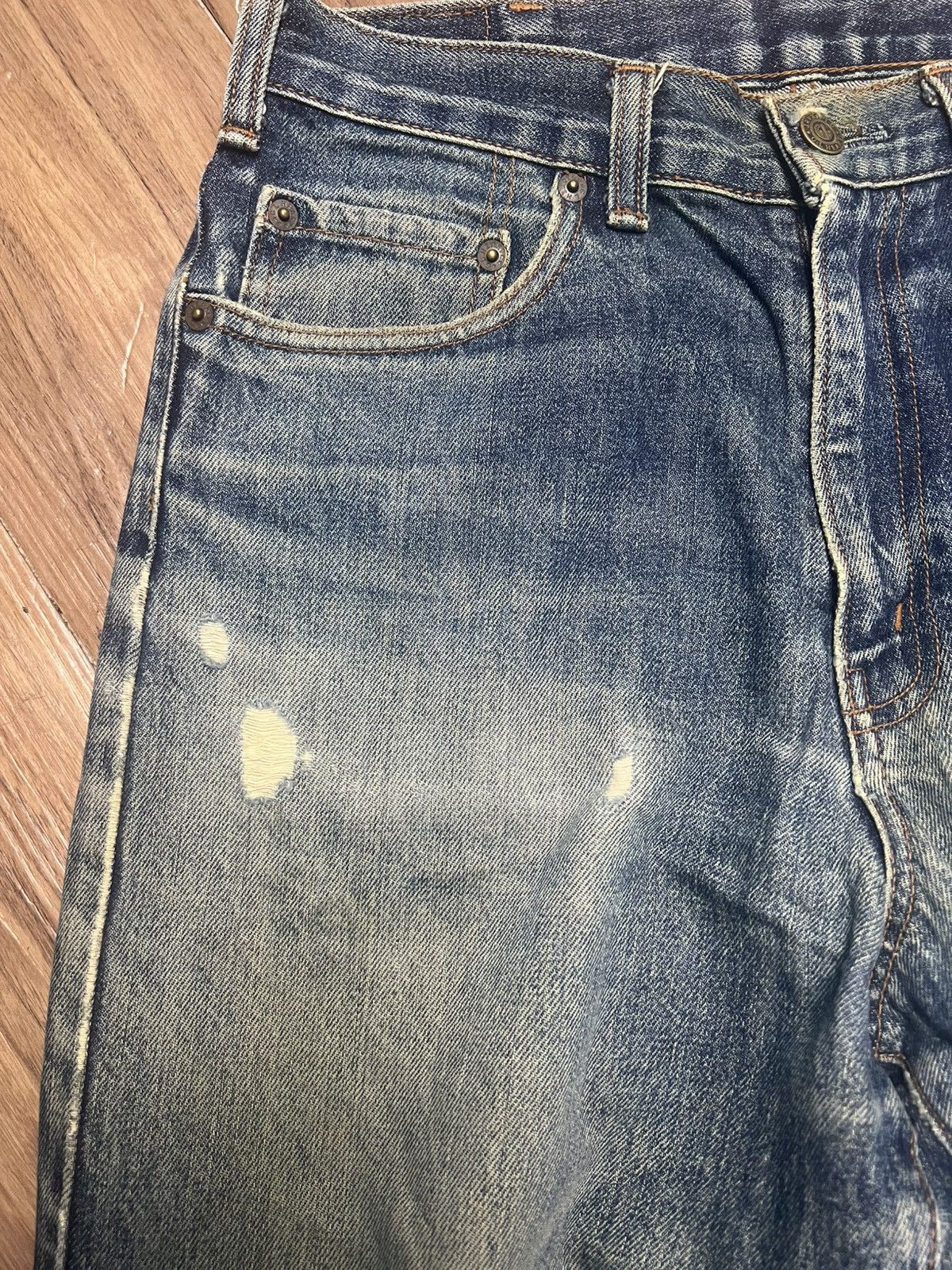Japanese Brand Heart Denim P905 by Big John Corp Japan -Wide Leg Jeans (43) Size US 29 - 3 Thumbnail