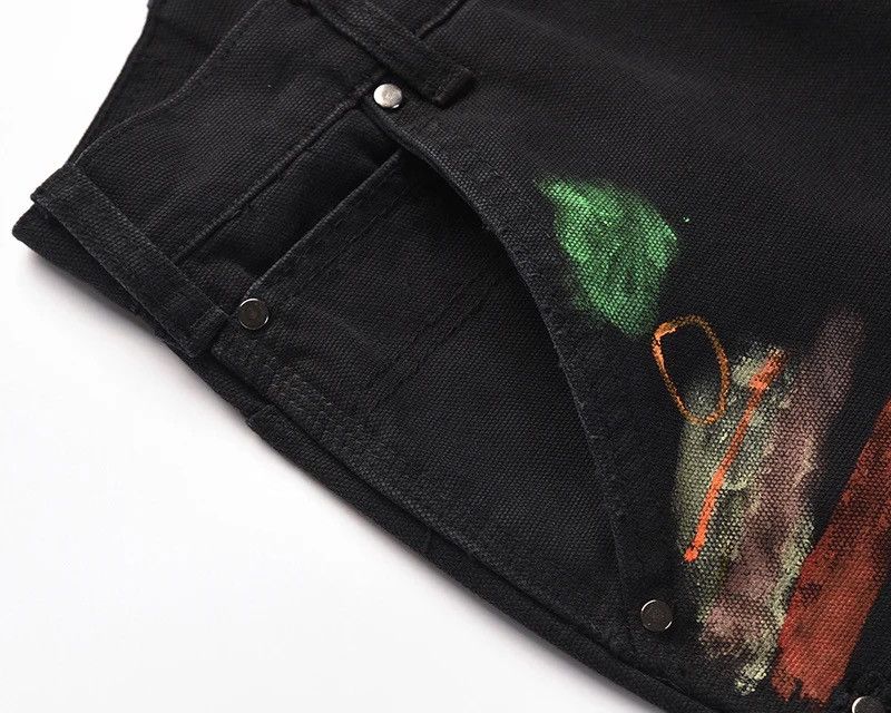 Japanese Brand × Vintage Graffiti Cargo Flared Jeans Splash Ink Wide Leg Denim Pant Size US 32 / EU 48 - 8 Thumbnail