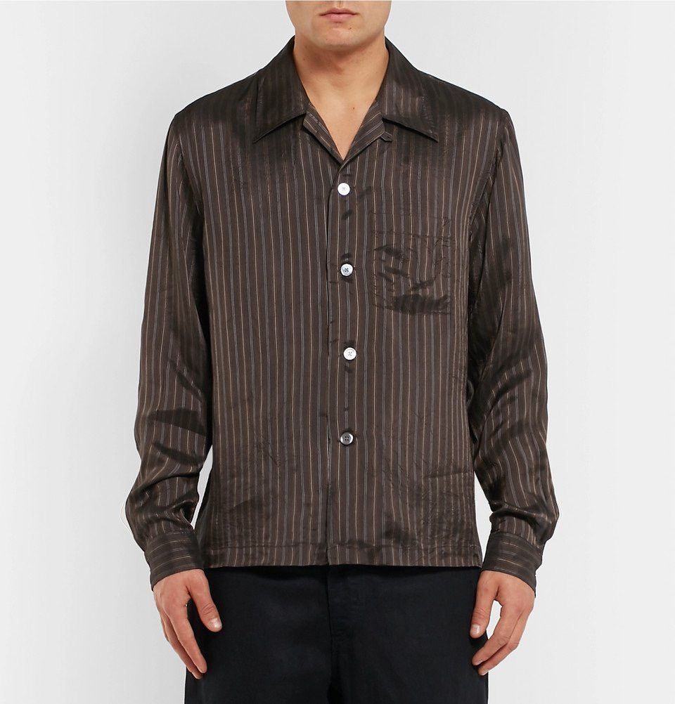 Our Legacy Our Legacy Camp-Collar Striped Shirt Brown Size US S / EU 44-46 / 1 - 8 Thumbnail