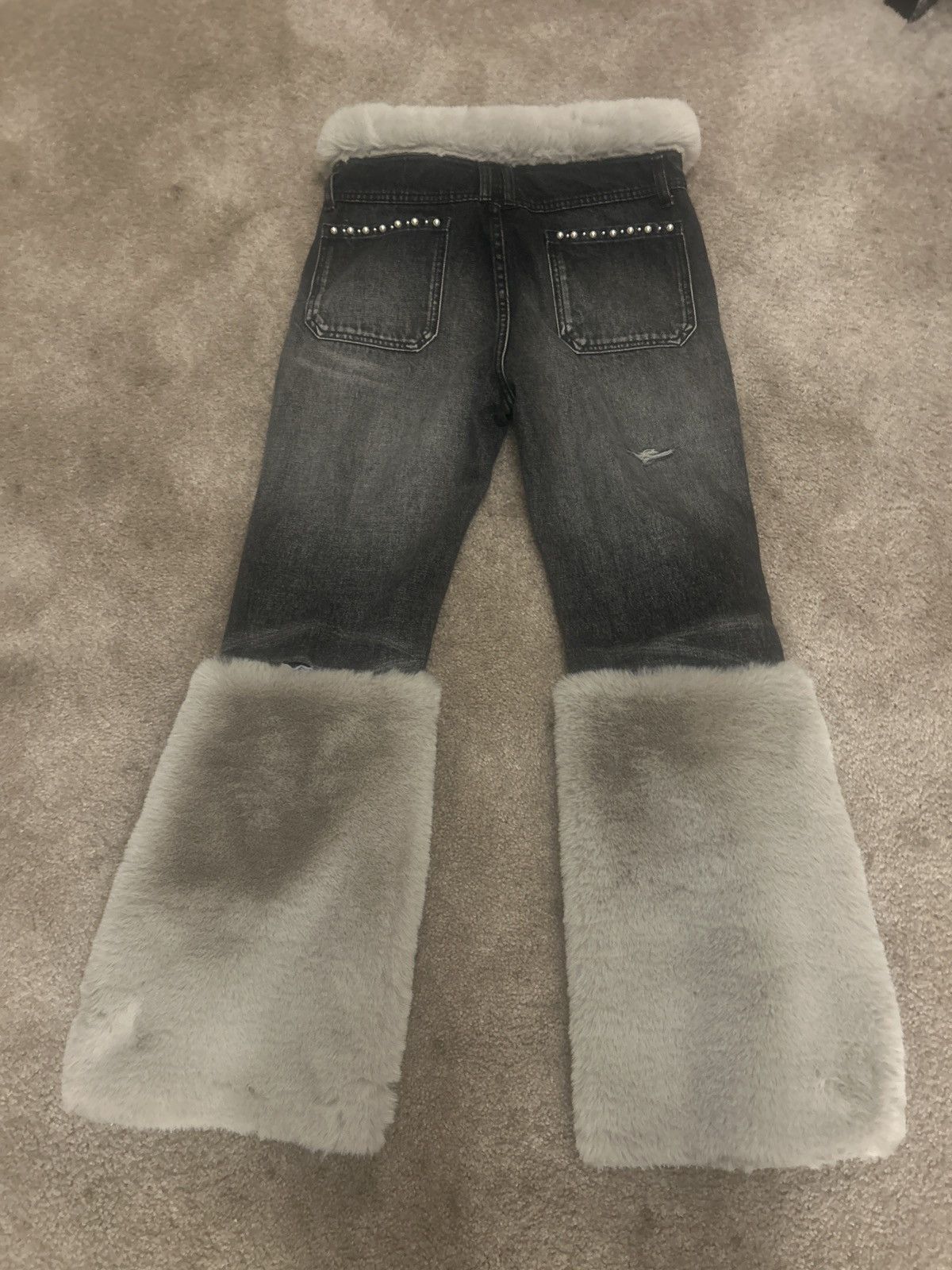Birth of Royal Child Pearl fur patchwork jeans in blk Size US 28 / EU 44 - 2 Thumbnail