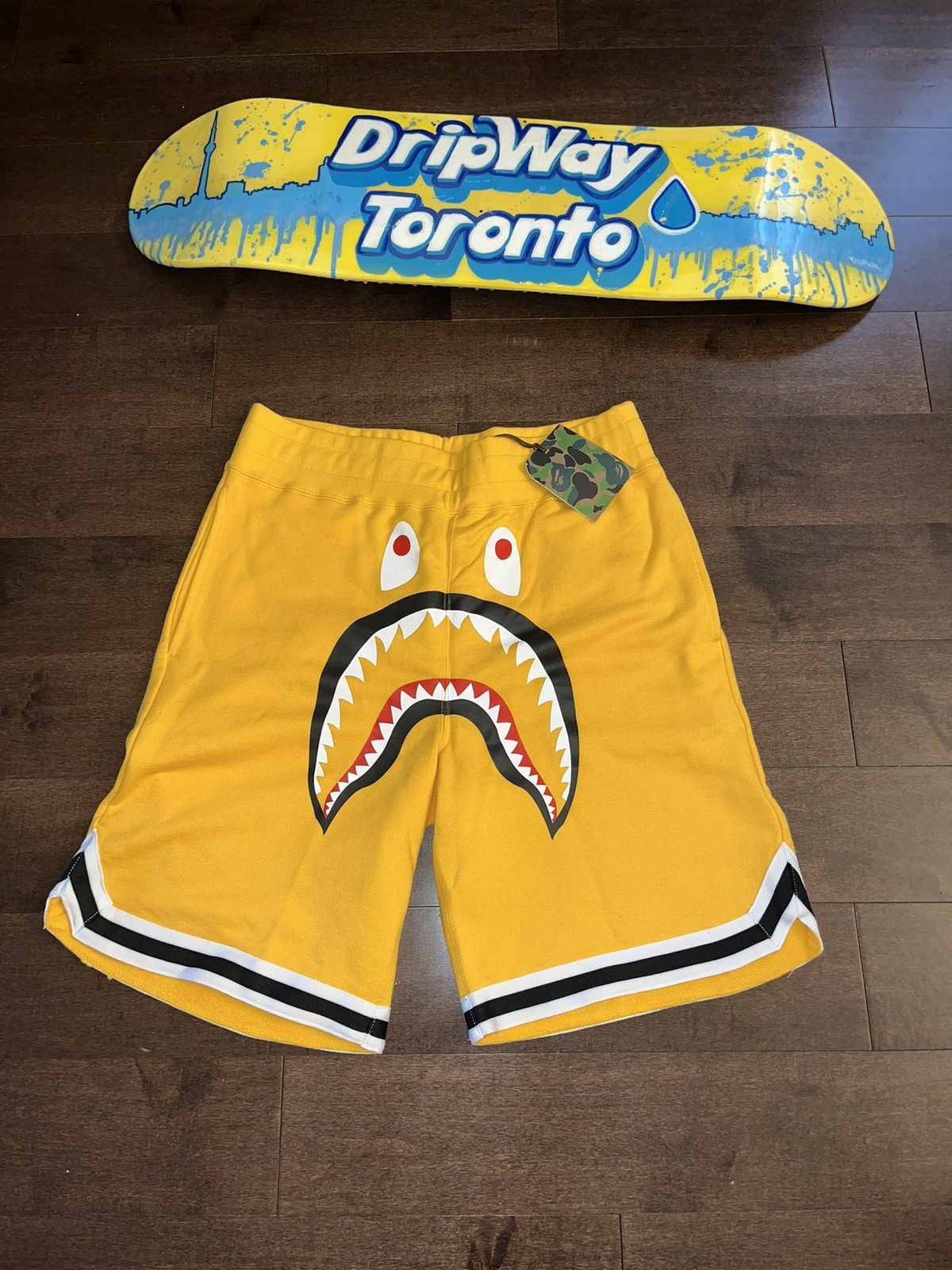 image of New Bape Shark Shorts in Yellow, Men's (Size 33)