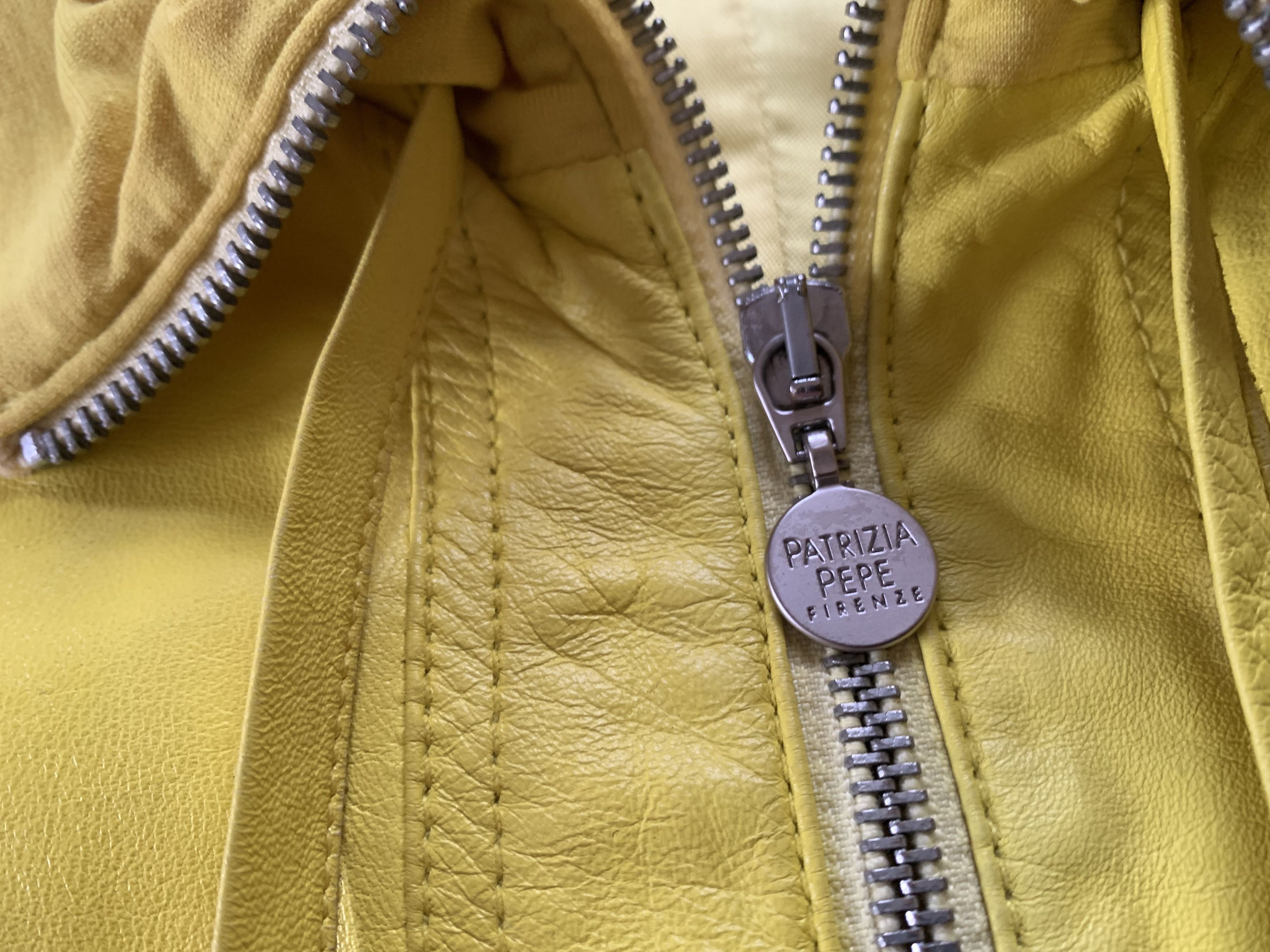 Patrizia Pepe Womens Patrizia Pepe Yellow Leather Jacket Size S / US 4 / IT 40 - 6 Thumbnail