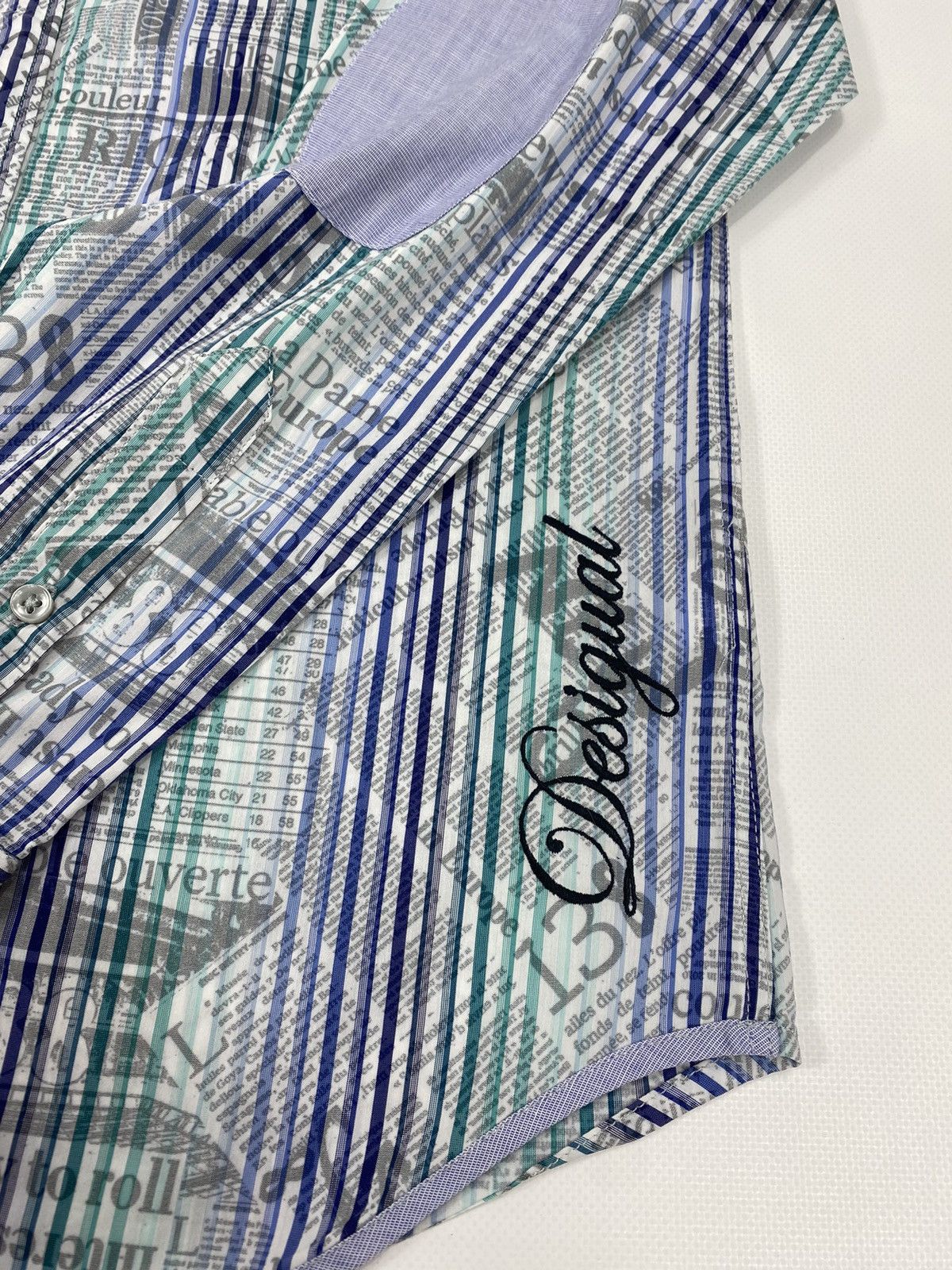 Desigual 🔥LASTDROP🔥 Newspaper Gazette Galliano Style Striped Shirt Size US S / EU 44-46 / 1 - 5 Thumbnail