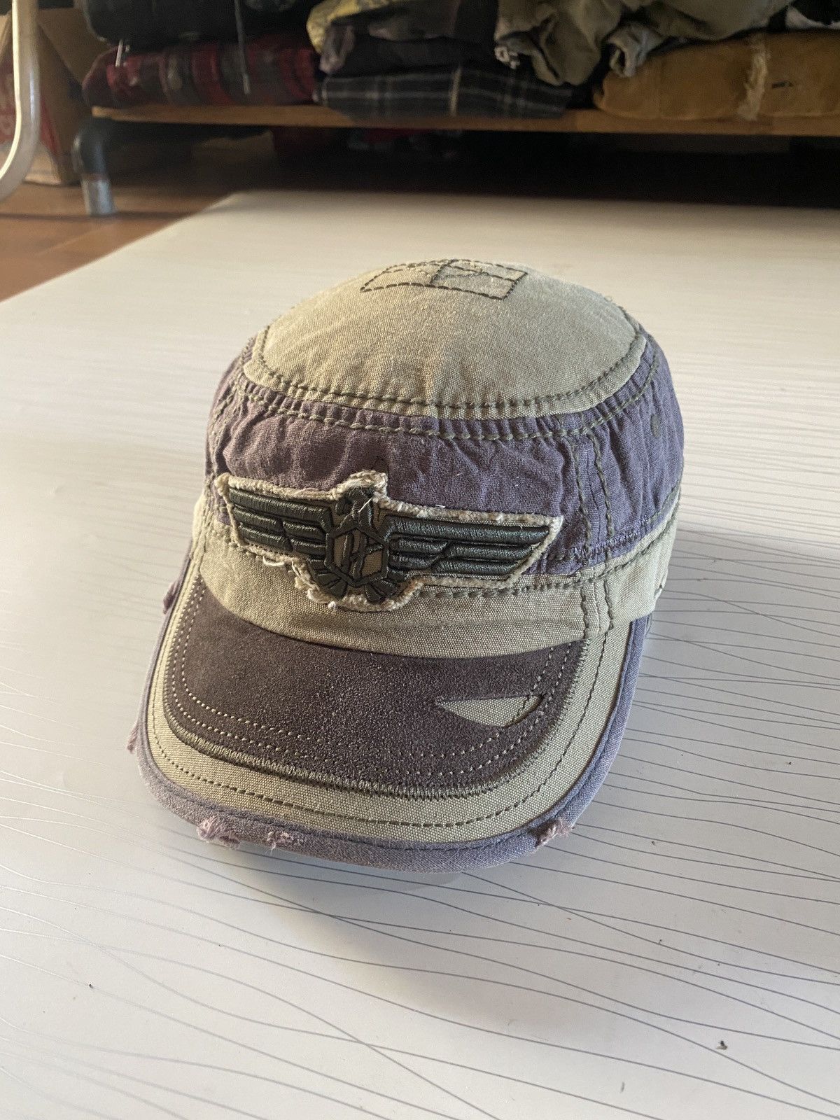 Japanese Brand H Coustic Distressed Design Patrol Military Denim Cap y2k Size ONE SIZE - 2 Thumbnail