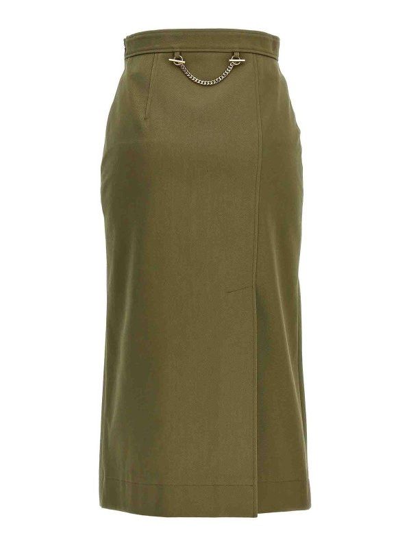 Alexander McQueen o1srvl11e0326 Gabardine Skirt in Green Size 25" / US 0 / IT 36 - 2 Thumbnail