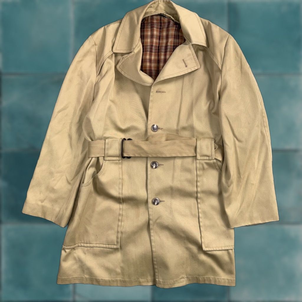Vintage VINTAGE 50s 60s Beige Mid-Length Jacket Overcoat Belted Retro Mens Size 40 Size US XXS / EU 40 - 1 Thumbnail
