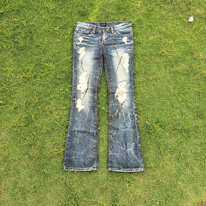 Hysteric Glamour baby burn distressed flare jeans | Grailed