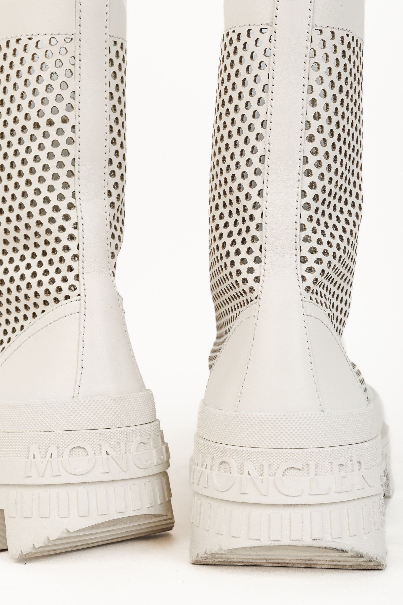Moncler Moncler Carinne Beige Perforated Leather Lace-Up Boots Size US 9 / IT 39 - 10 Thumbnail