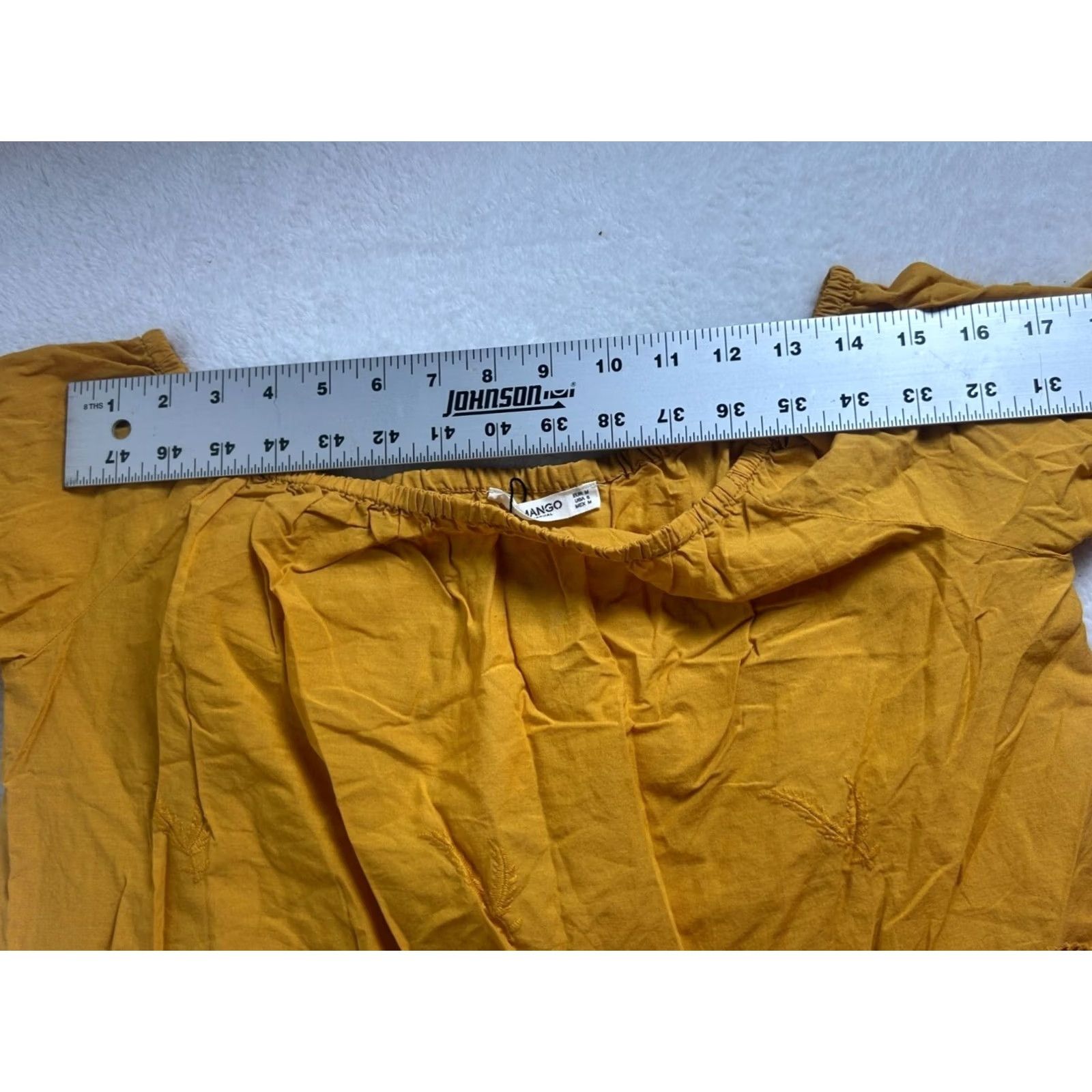 Mango Mango Blouse Eyelet Off-Shoulder Cotton Mustard Yellow 3/4 Sleeve Casual New Womens Medium XS? Size M / US 6-8 / IT 42-44 - 6 Thumbnail