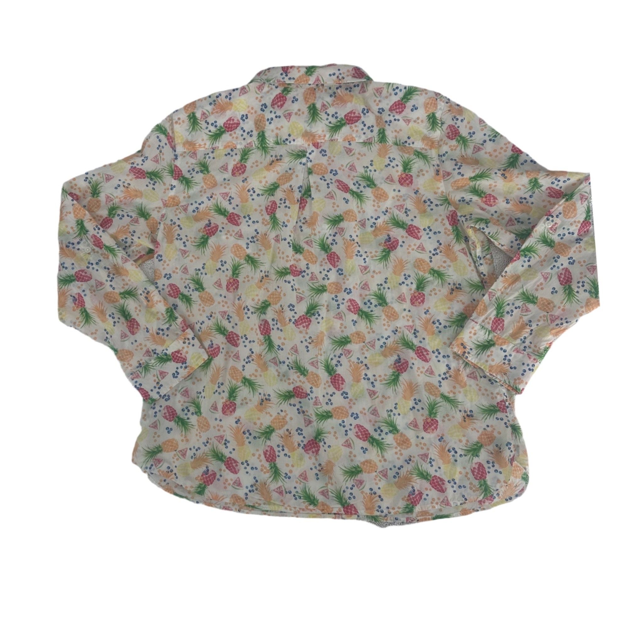 Talbots Talbots Women’s Pineapple Watermelon Button Up Roll Tab Slee Size XL / US 12-14 / IT 48-50 - 3 Thumbnail
