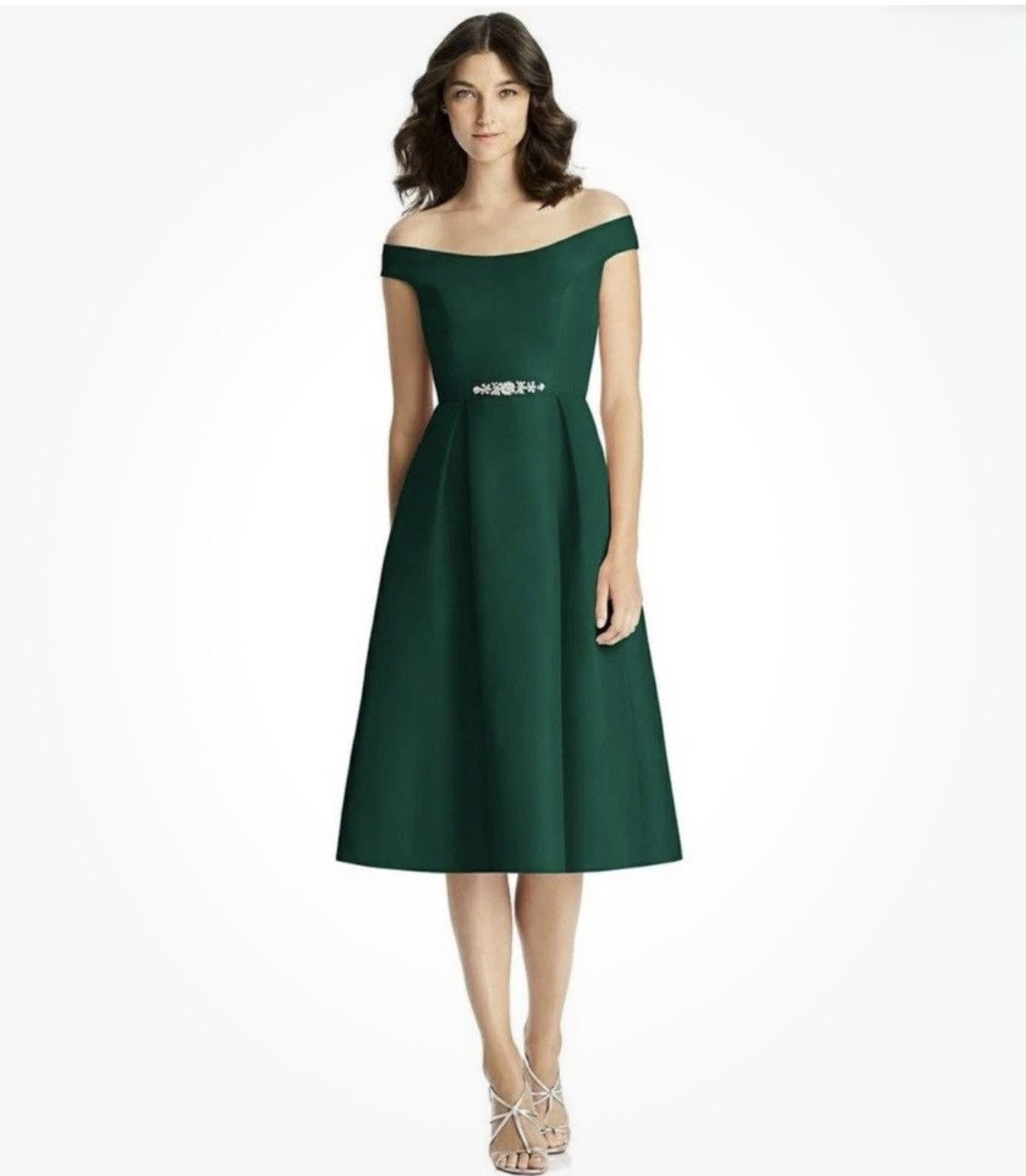 Jenny Packham Jenny Peckham NWT Bardot satin hunter emerald green brides Size S / US 4 / IT 40 - 2 Thumbnail