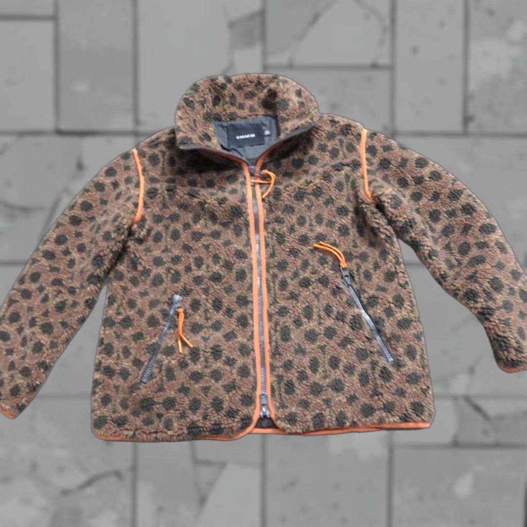Coach Coach Womens Jacket L Brown All Over Logo High Pile Fleece Size L / US 10 / IT 46 - 1 Thumbnail