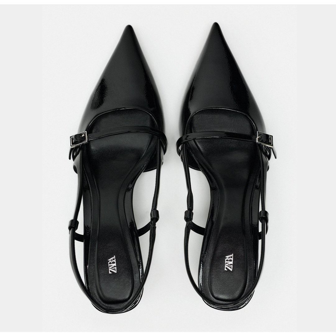 Zara ZARA Black Patent Slingbacks NWT Size 8 Size US 8 / IT 38 - 22 Thumbnail