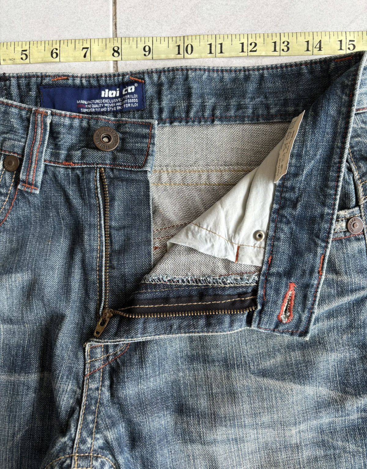Vintage Korean Iloi Streetwear Low Flared Jeans Distressed Denim Size US 31 - 4 Thumbnail