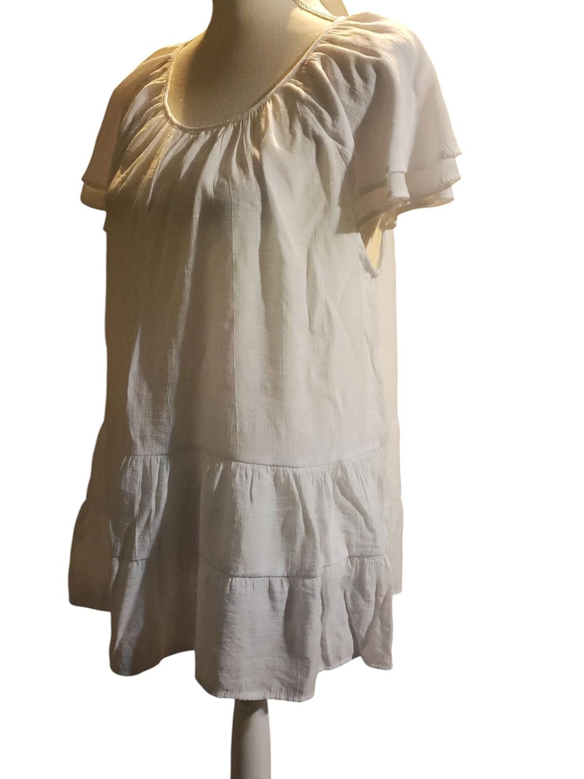 Designer White Short Sleeve Peplum Blouse by Counterparts Size M / US 6-8 / IT 42-44 - 5 Thumbnail