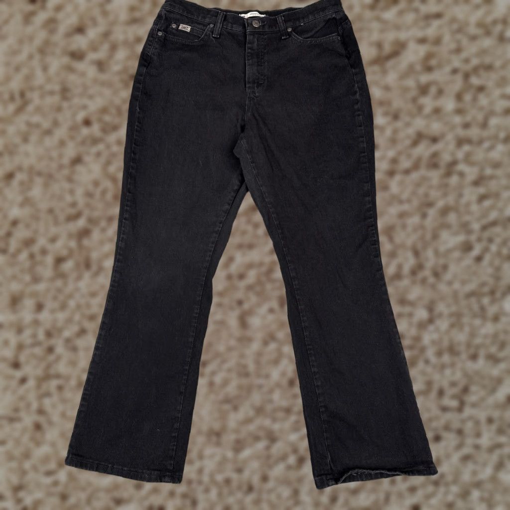 Lee Lee Jeans Womens Bootcut Relaxed 12 Short Black Wash High Rise Stretch Denim 32x29 Size 34" / US 12 / IT 48 - 1 Thumbnail
