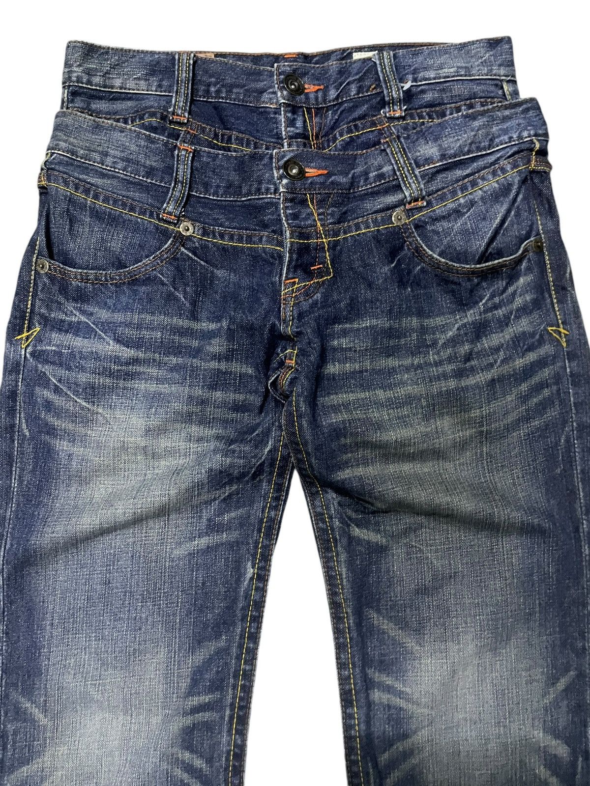 PPFM × Shellac × semanticdesign Rush Hour Japan Double Waist Contrast Heavy Stitch Jeans Size US 30 / EU 46 - 11 Thumbnail