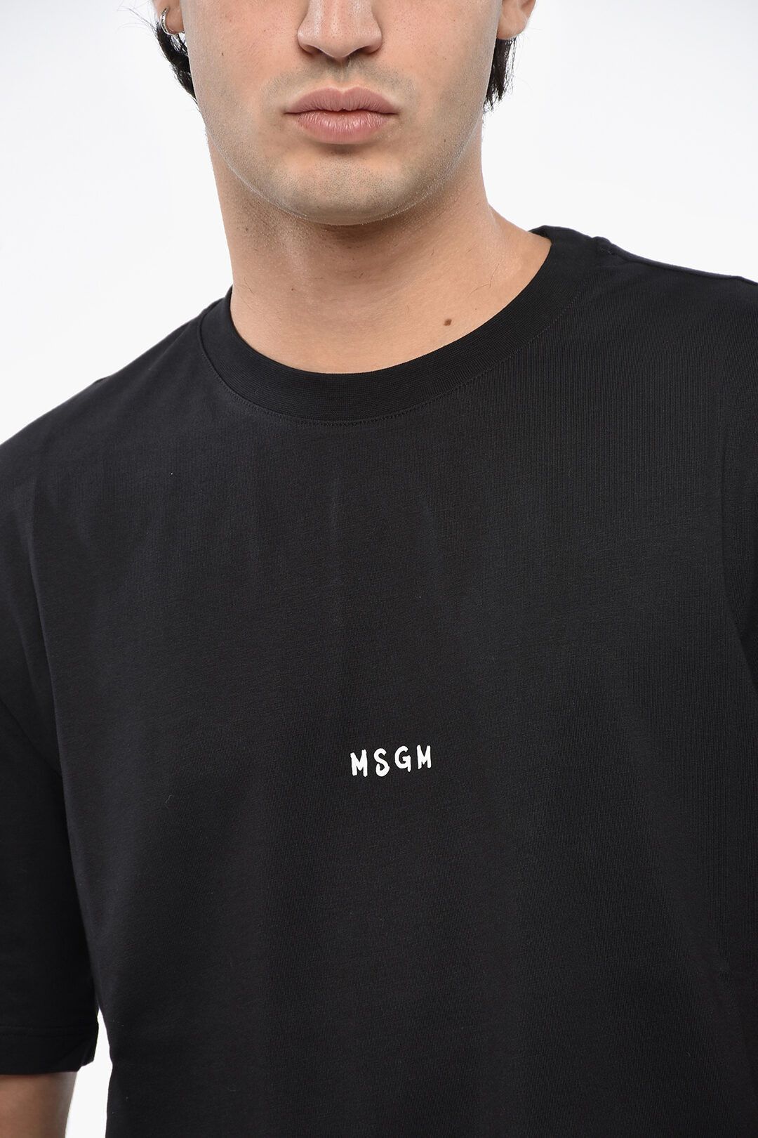 MSGM og1mm1125 Solid Color Crewneck T-Shirt in Black Size US L / EU 52-54 / 3 - 3 Thumbnail