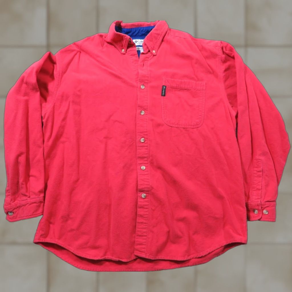 CLOT VINTAGE Columbia Button-Up Shirt Mens XL Red Flannel Chamois Cloth Cotton 90s Workwear Button Embroidered Size US XL / EU 56 / 4 - 1 Thumbnail