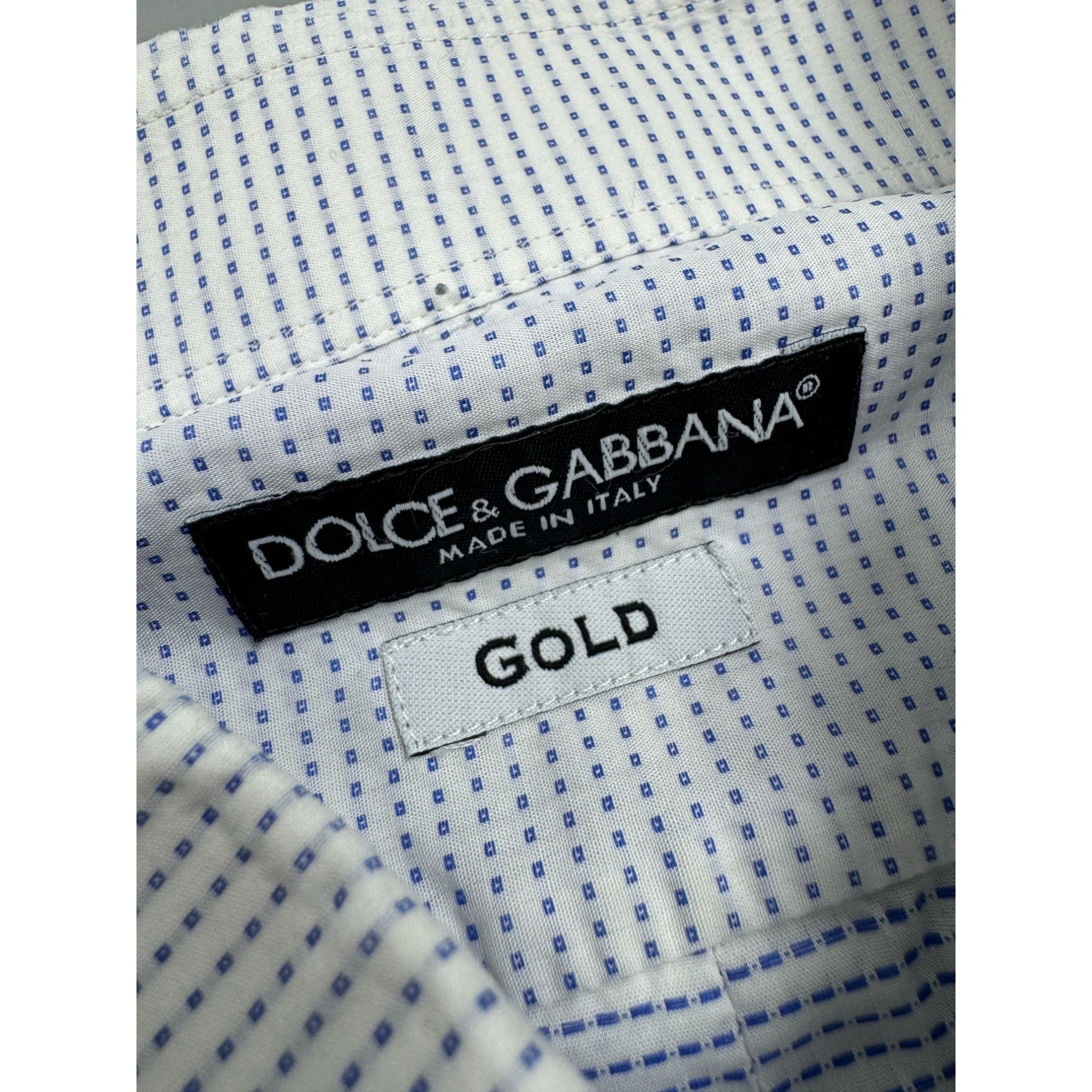 Dolce & Gabbana Dolce & Gabbana Gold Formal White Patterned Shirt (Y1275) Size US L / EU 52-54 / 3 - 7 Thumbnail