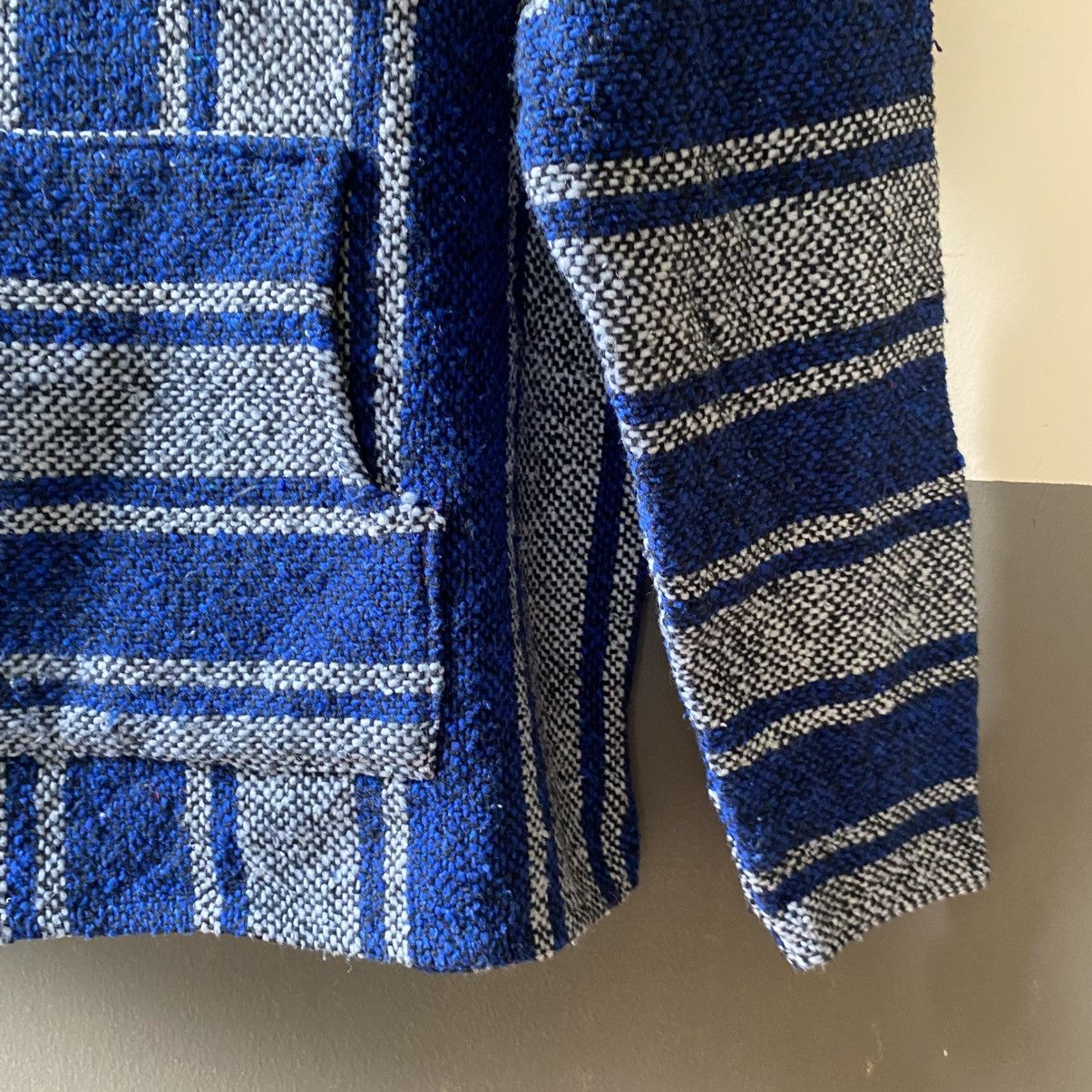 Vintage Blue & Gray Striped Baja Hoodie Pullover Size US M / EU 48-50 / 2 - 5 Thumbnail