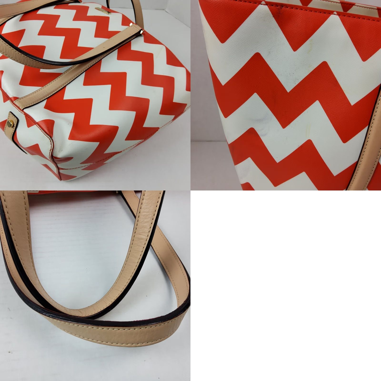 Vintage Kate Spade New York Chevron Large Tote Shoulder Bag Purse Travel Beach Size ONE SIZE - 9 Thumbnail