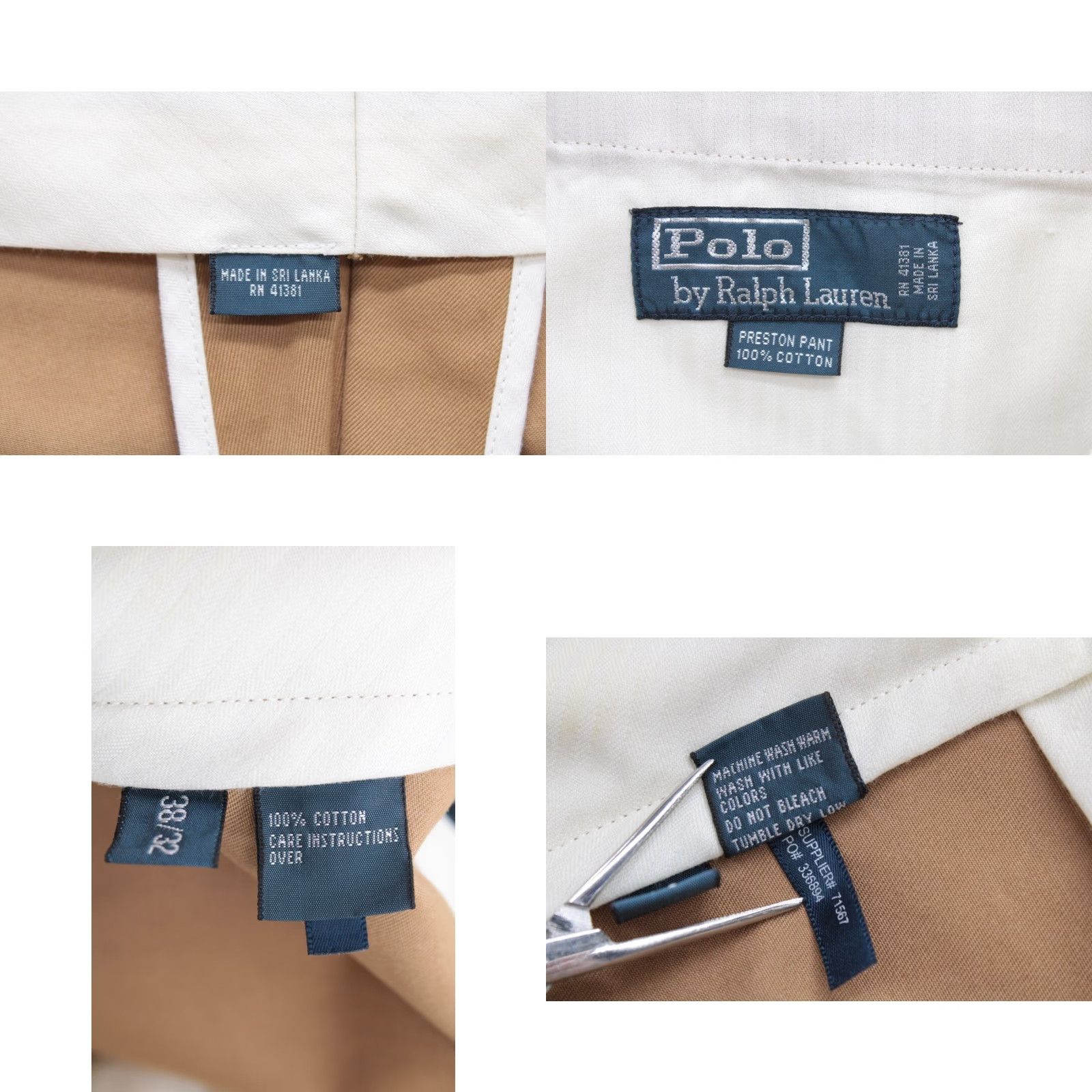 Polo Ralph Lauren VINTAGE Polo Ralph Lauren Preston Pants Men's 40X30 Flat Front Brown Cotton Chino Preppy Size US L / EU 52-54 / 3 - 8 Thumbnail